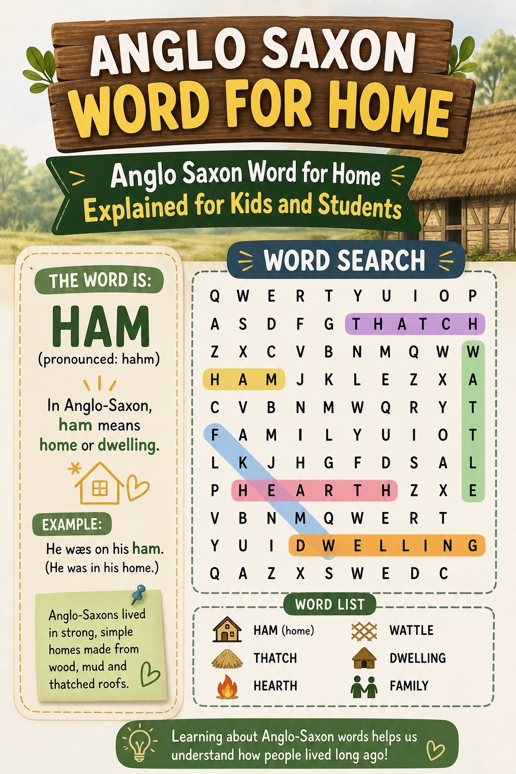 Anglo Saxon Word for Home Explained for Kids and Students