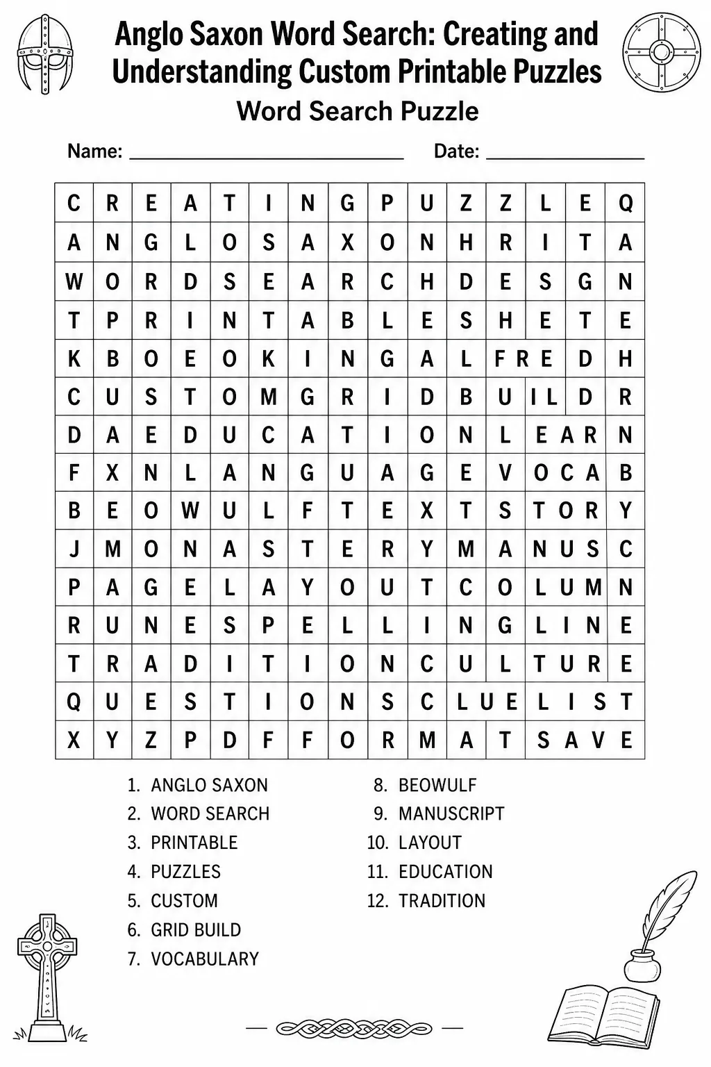 Anglo Saxon Word Search: Creating and Understanding Custom Printable Puzzles
