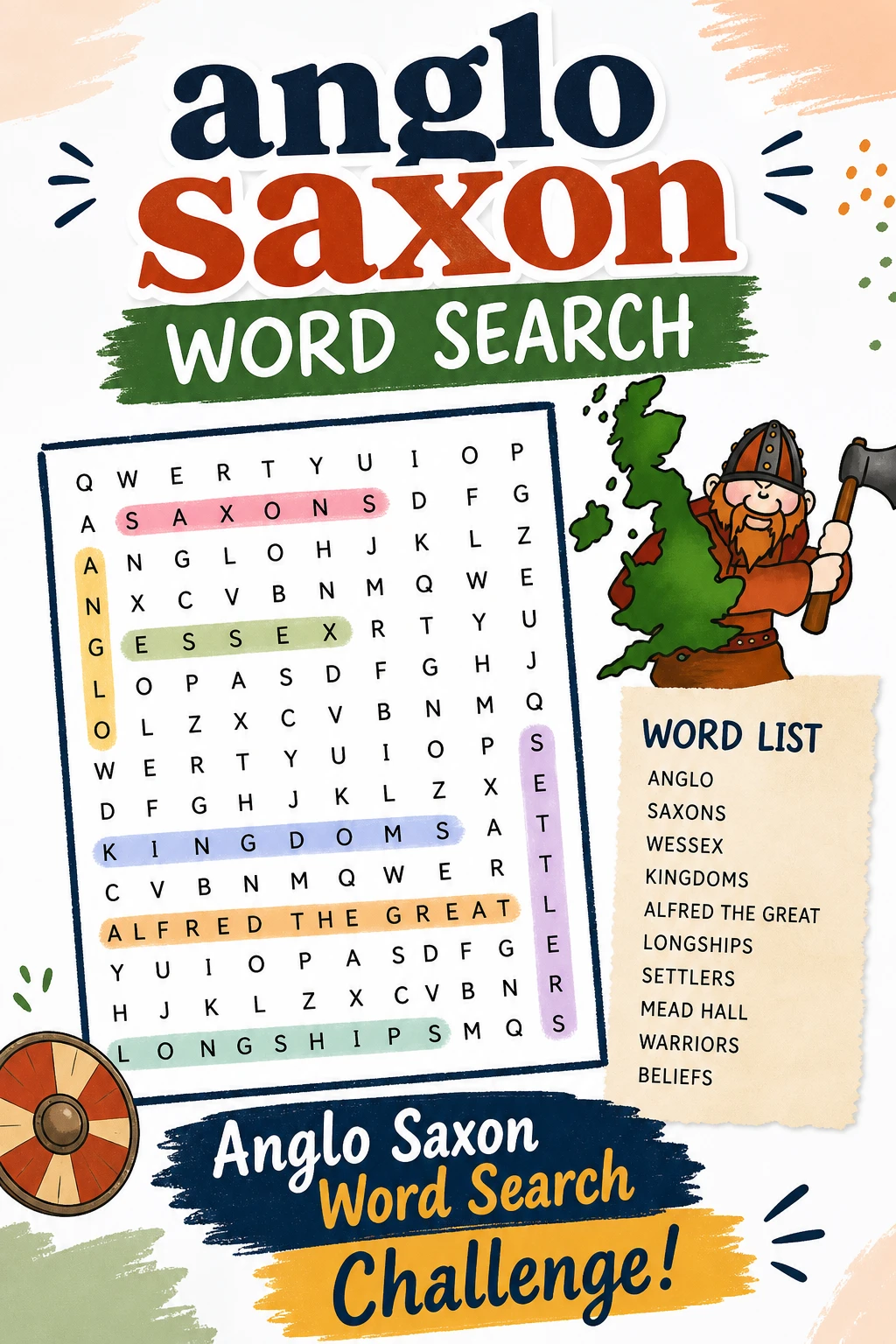 Anglo Saxon Word Search Challenge