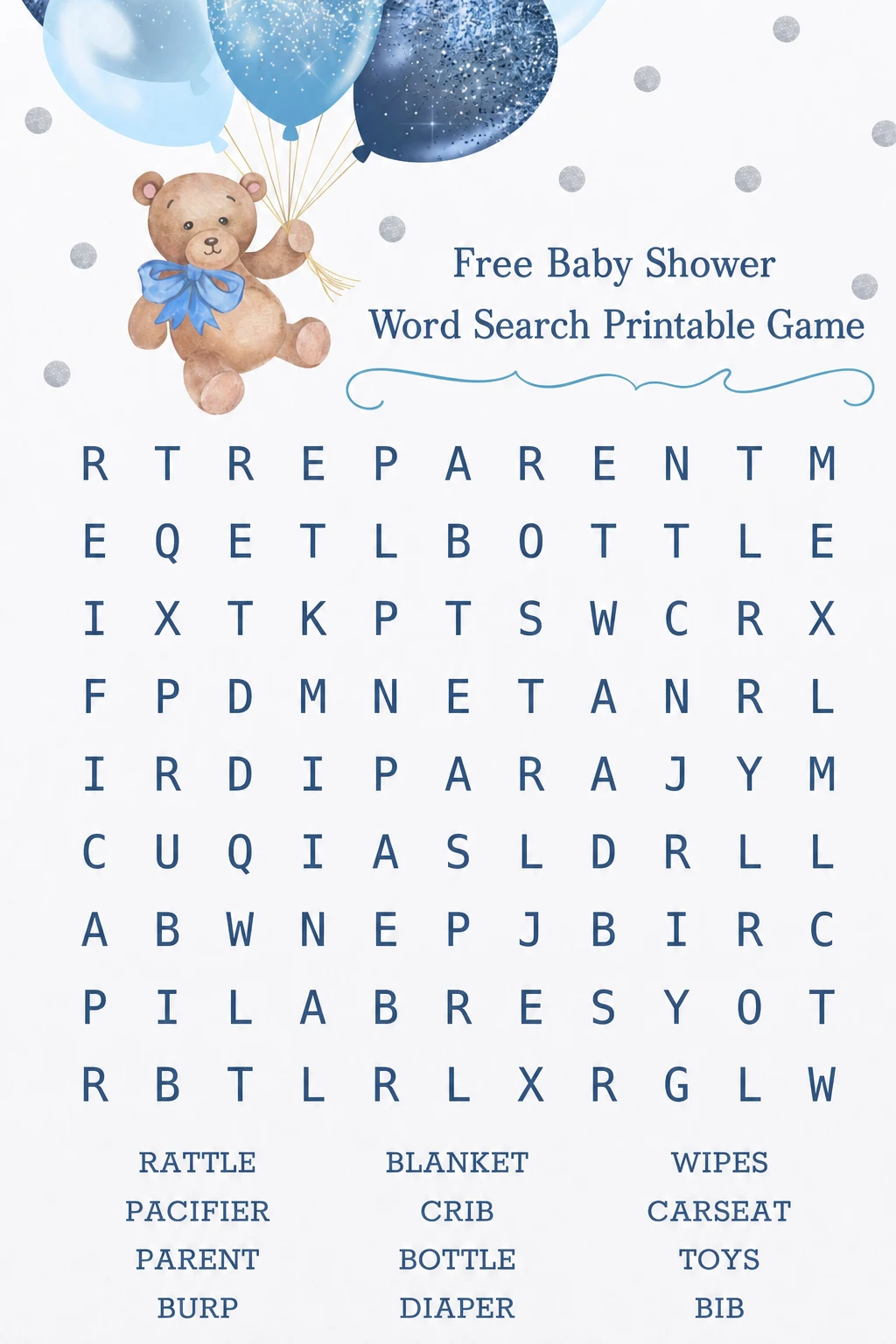 Free Baby Shower Word Search Printable Game