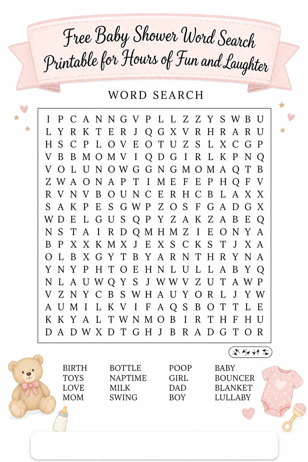 Free Baby Shower Word Search Printable for Hours of Fun and Laughter