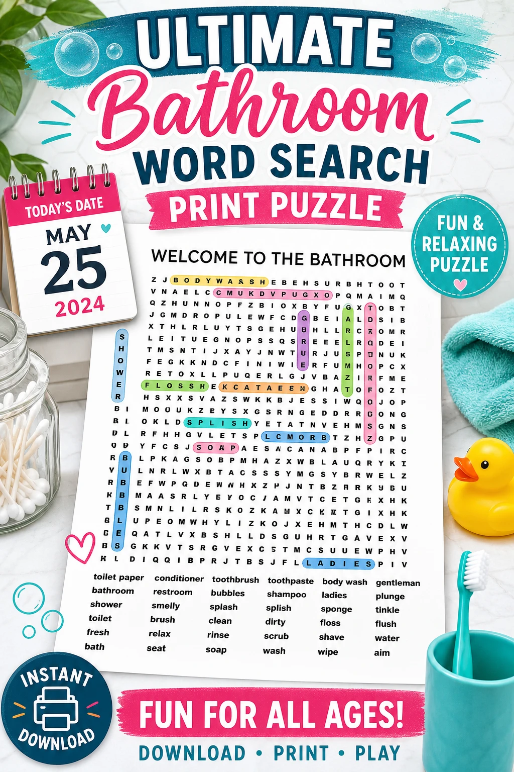 Ultimate Bathroom Word Search Print Puzzle