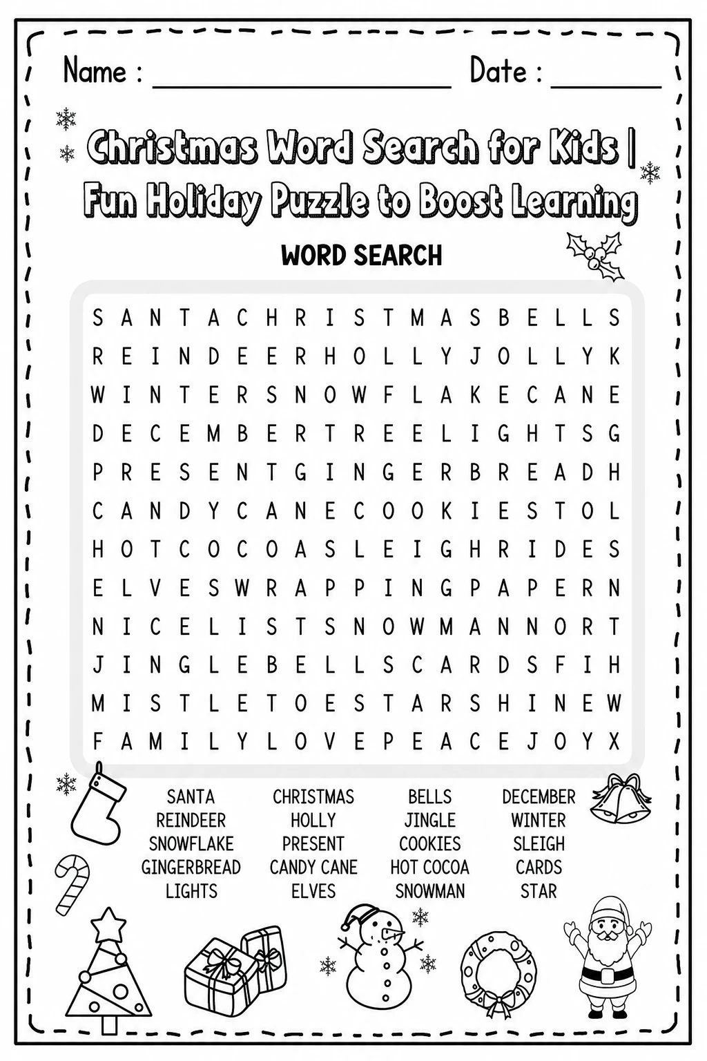 Christmas Word Search for Kids | Fun Holiday Puzzle to Boost Learning