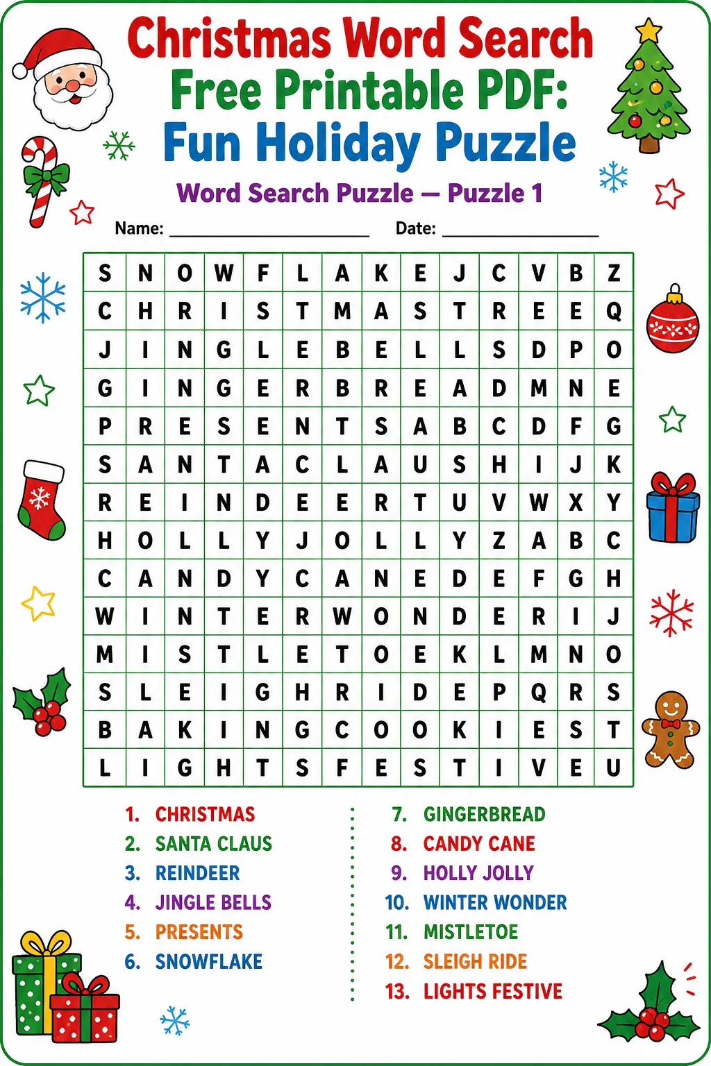 Christmas Word Search Free Printable PDF: Fun Holiday Puzzle