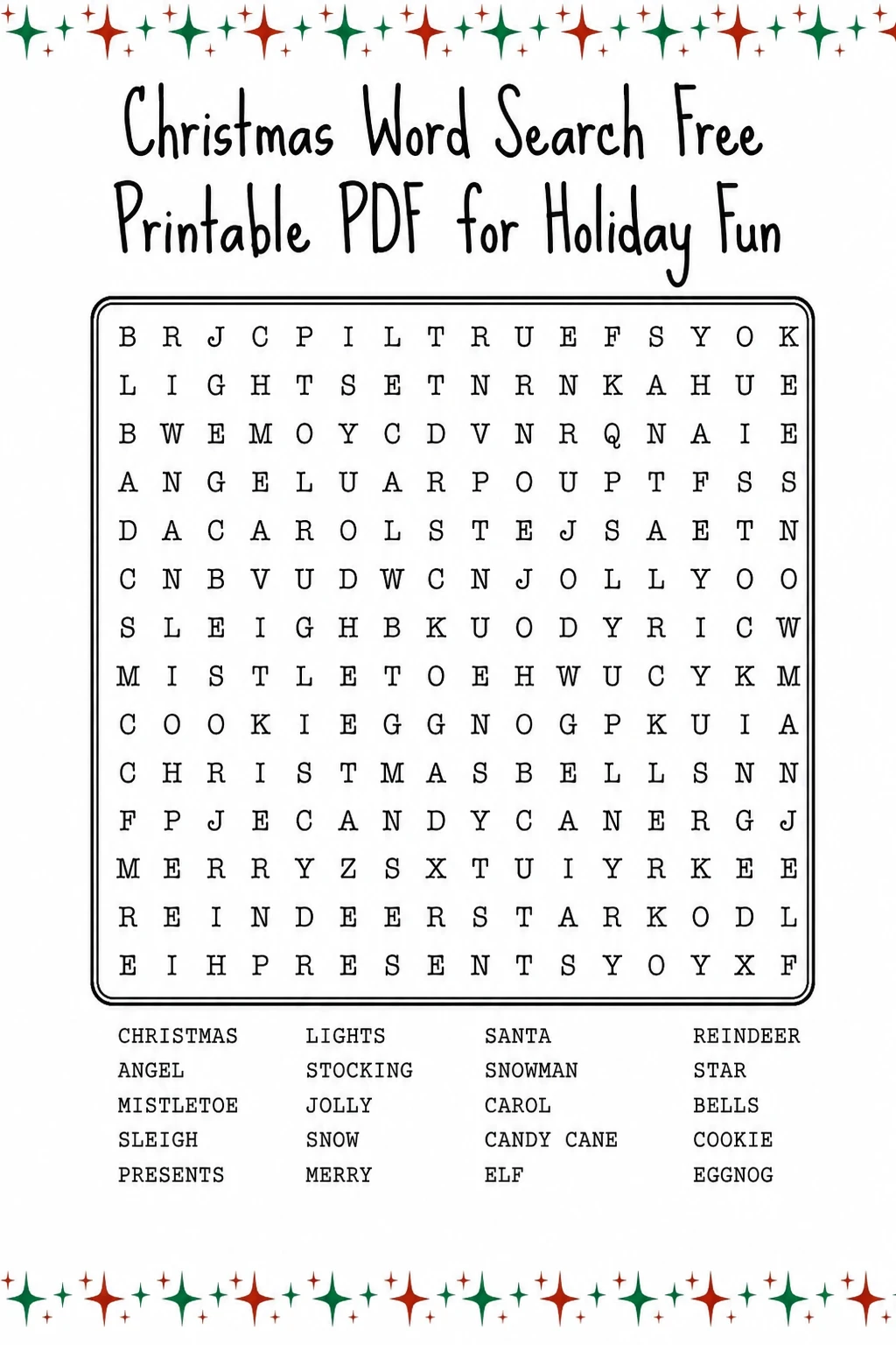 Christmas Word Search Free Printable PDF for Holiday Fun