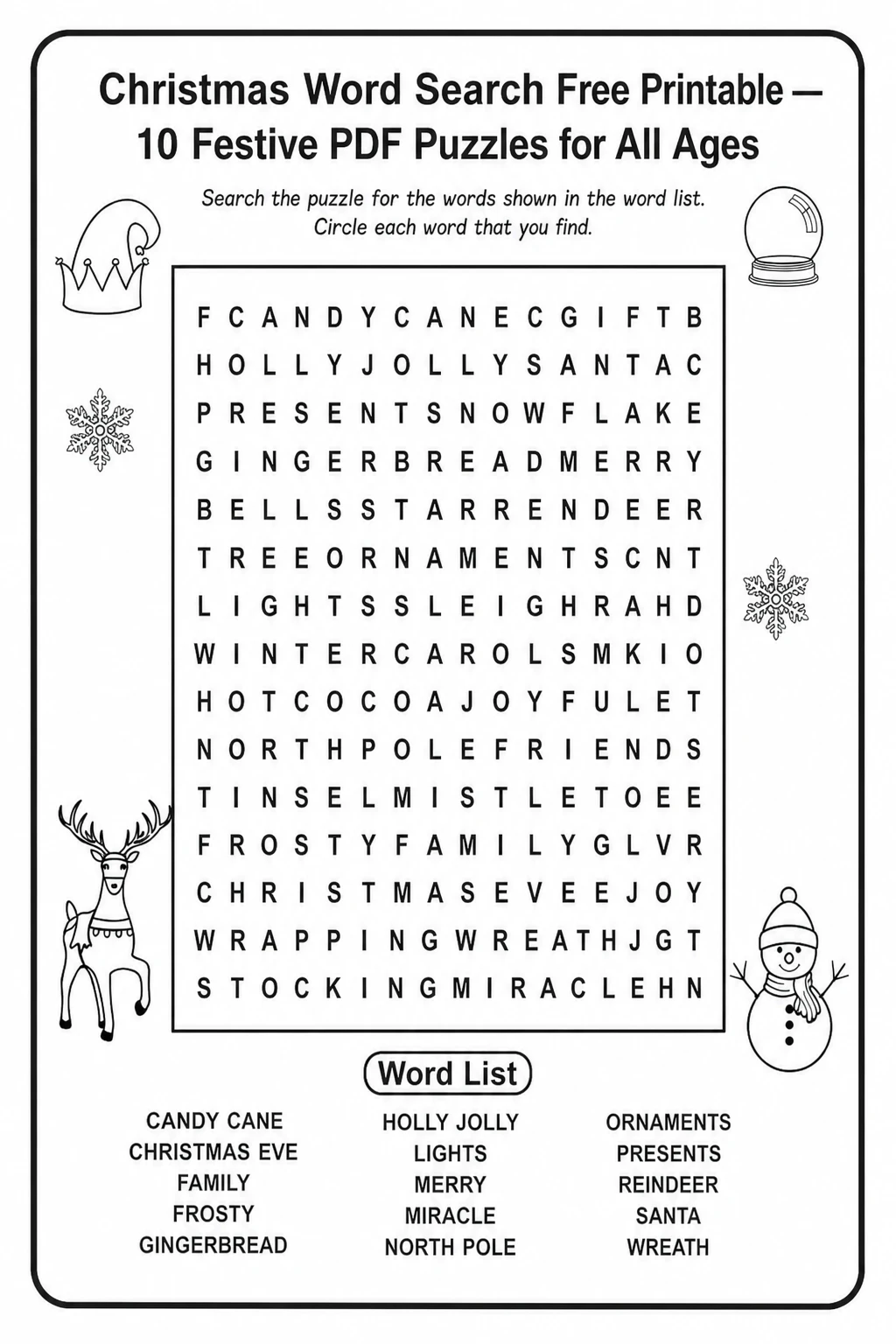 Christmas Word Search Free Printable — 10 Festive PDF Puzzles for All Ages