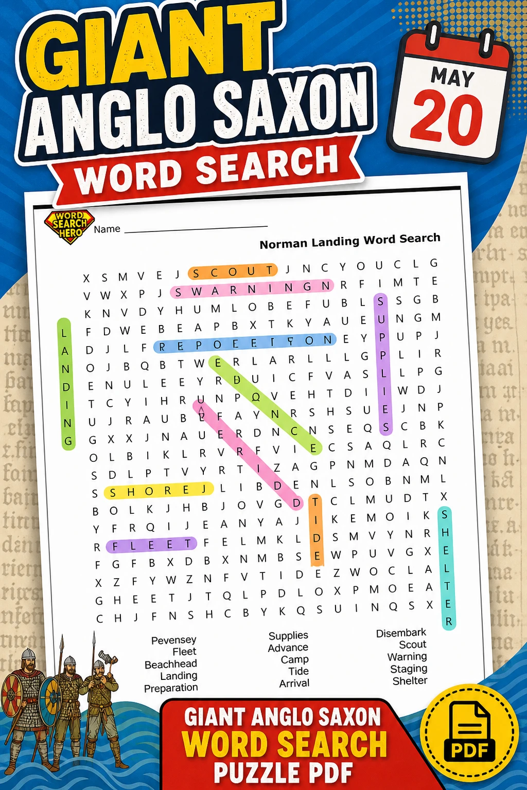 Giant Anglo Saxon Word Search Puzzle PDF