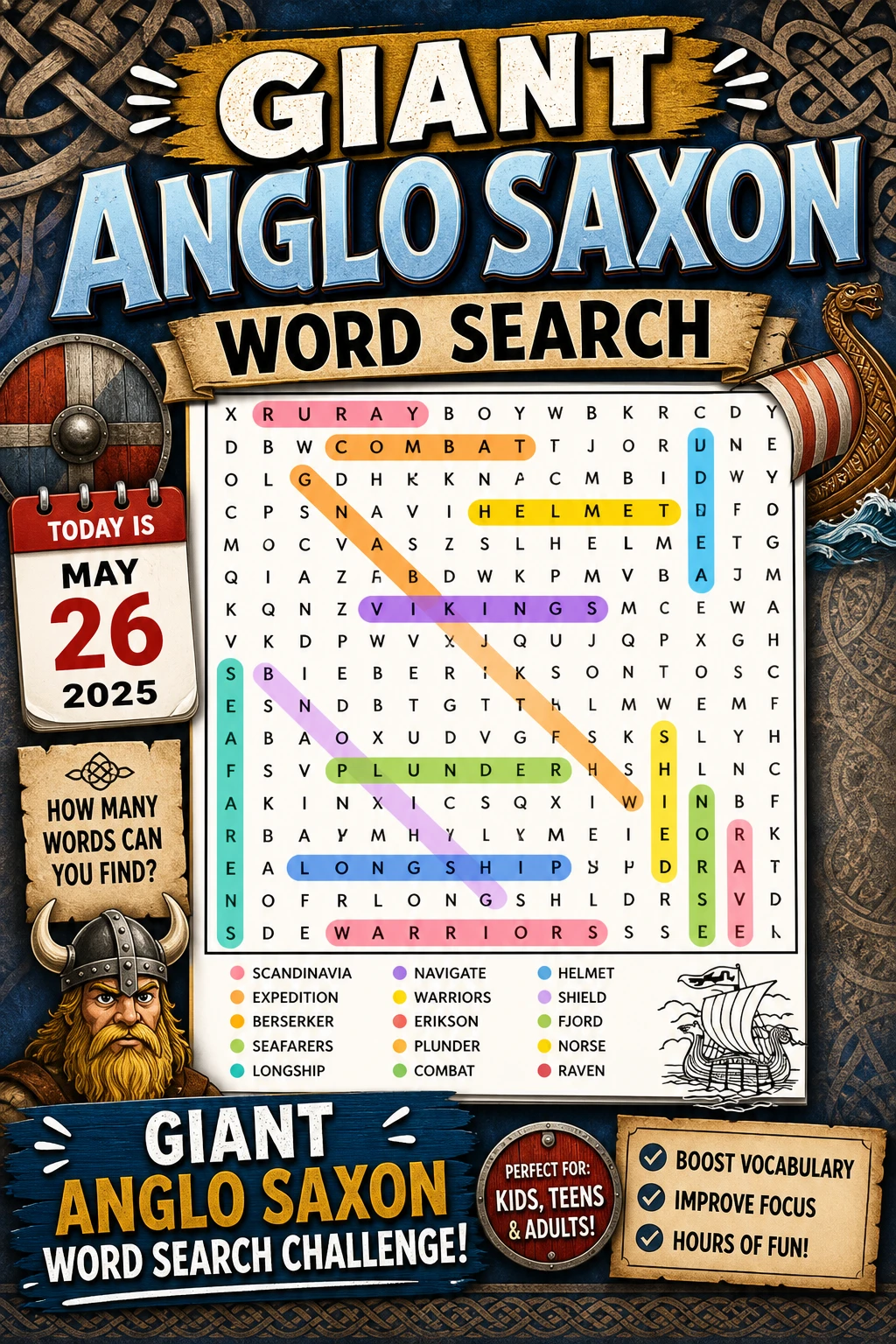 Giant Anglo Saxon Word Search Challenge
