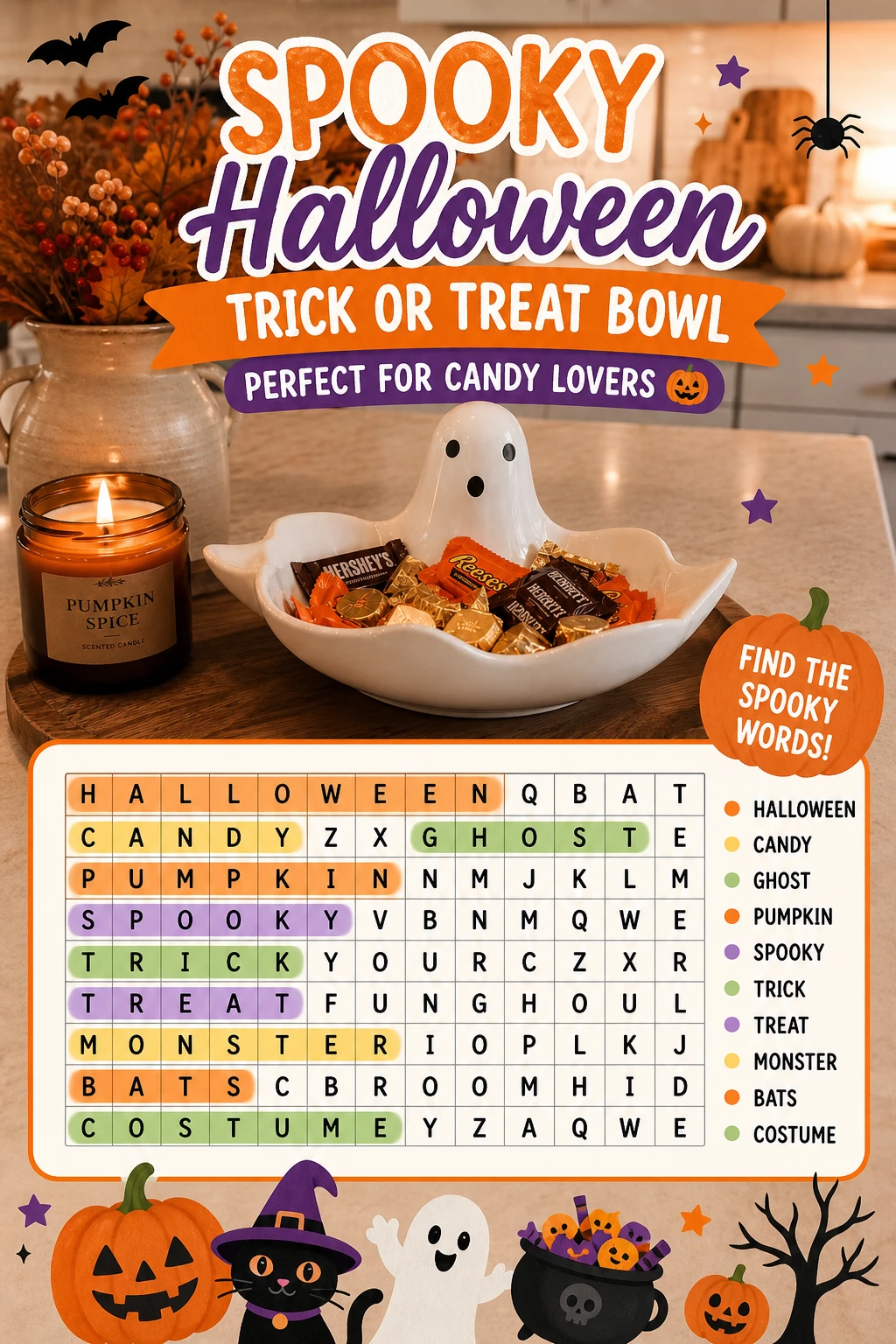 Spooky Halloween Trick or Treat Bowl Perfect for Candy Lovers 🎃