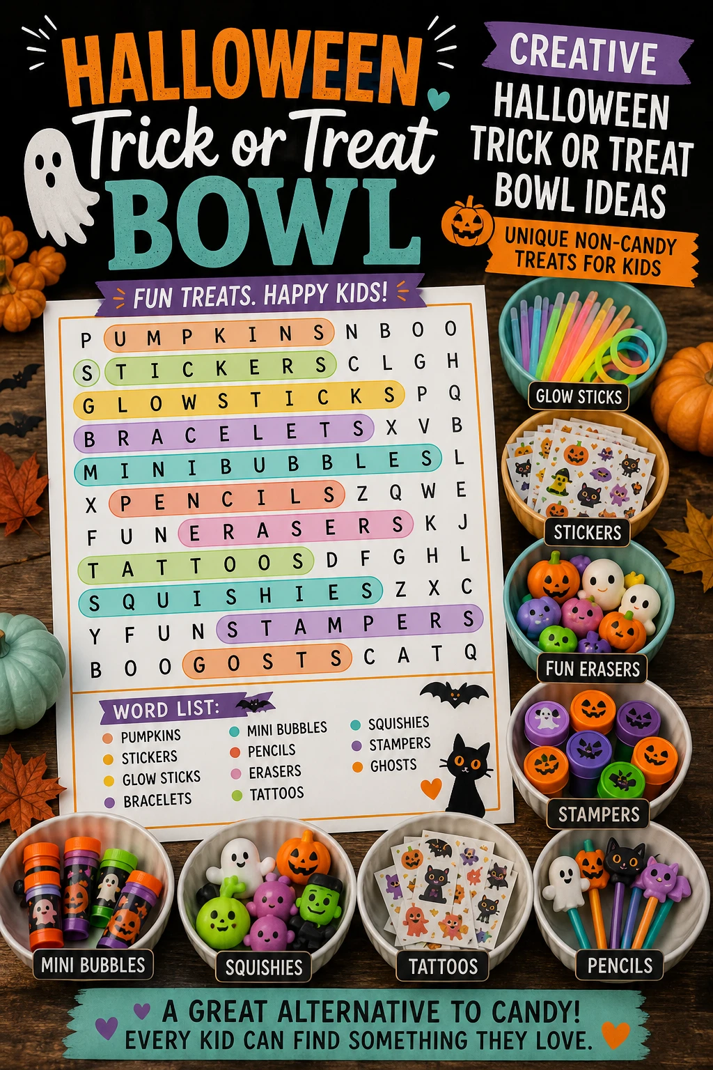 Creative Halloween Trick or Treat Bowl Ideas | Unique Non-Candy Treats for Kids