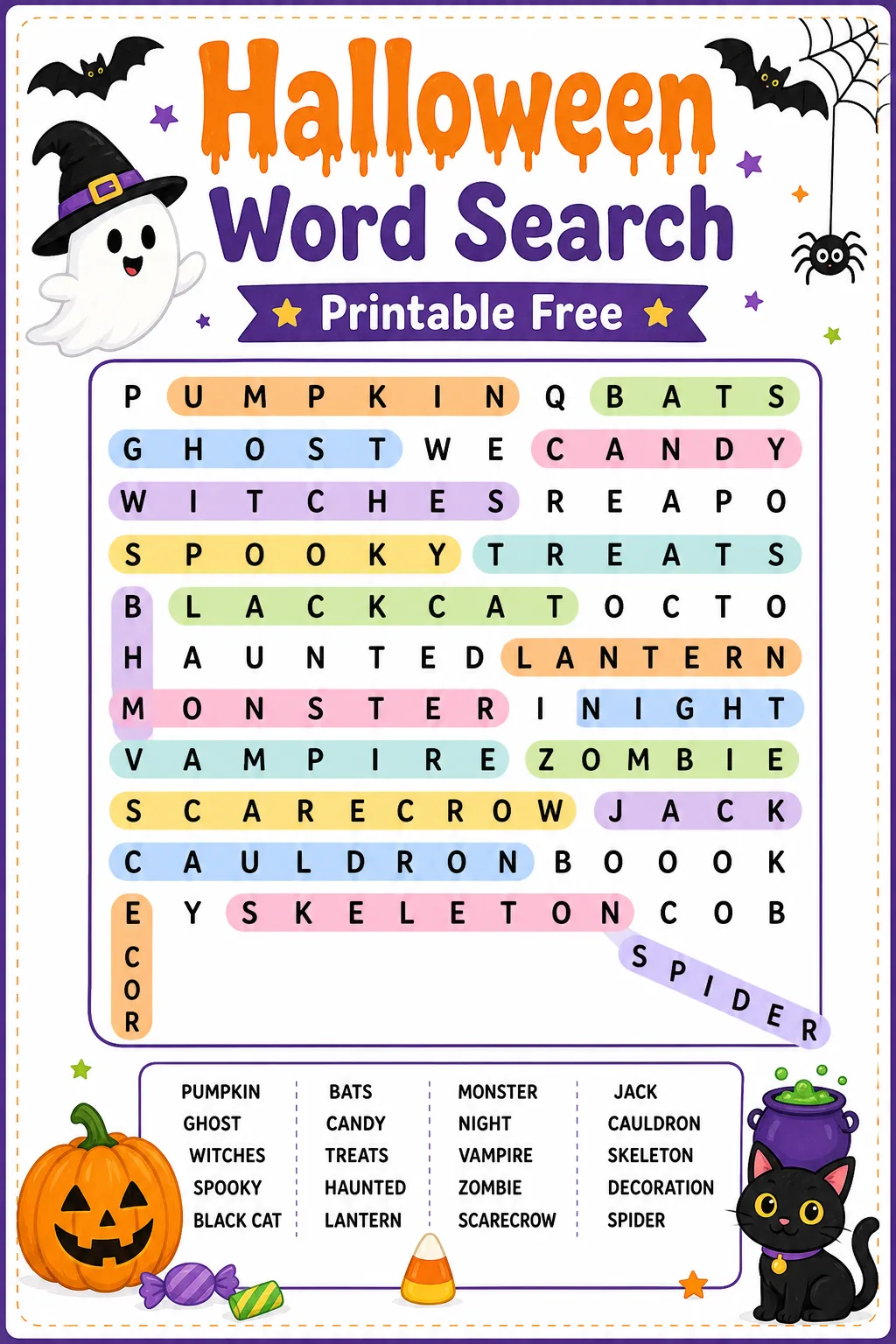 Halloween Word Search Printable Free