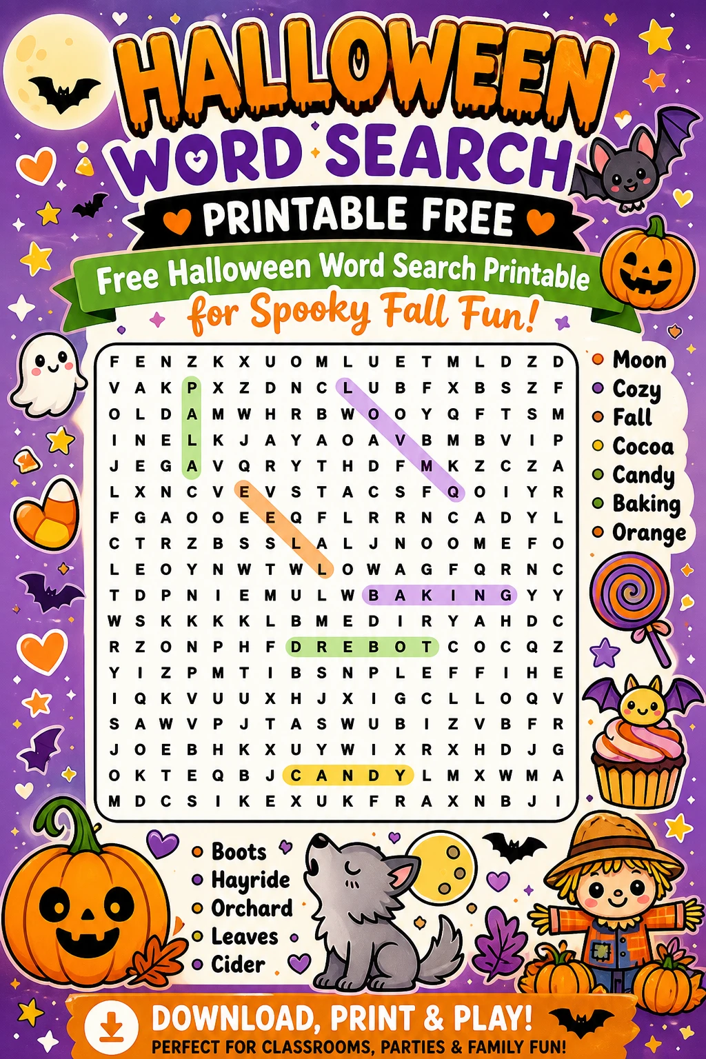 Free Halloween Word Search Printable for Spooky Fall Fun