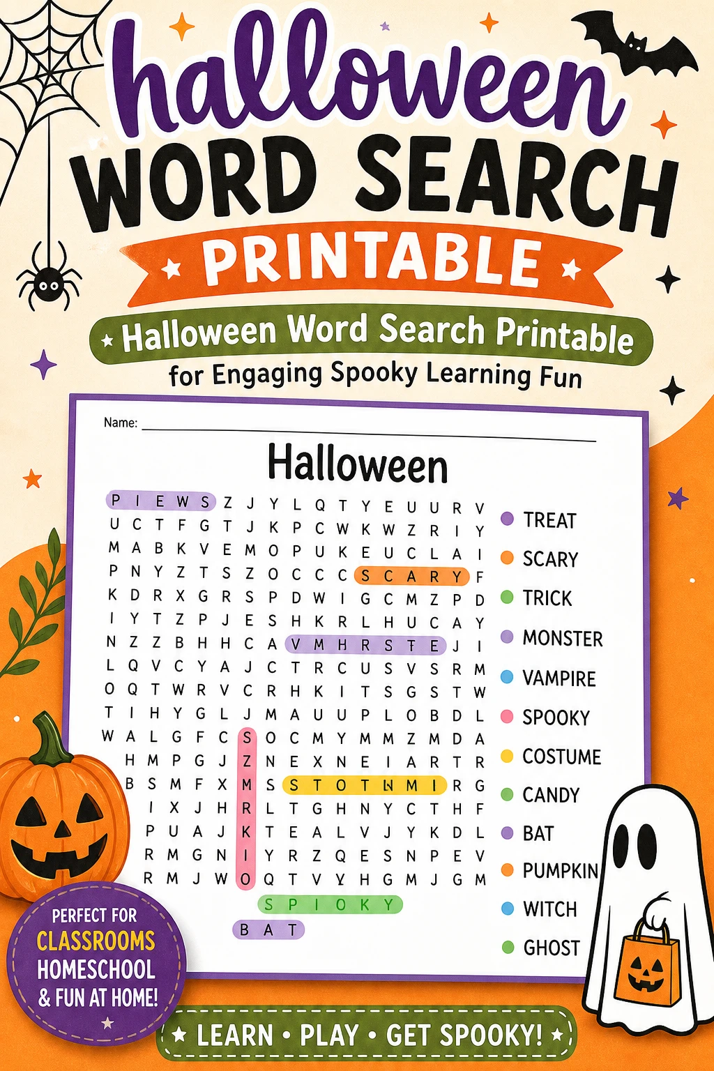 Halloween Word Search Printable for Engaging Spooky Learning Fun