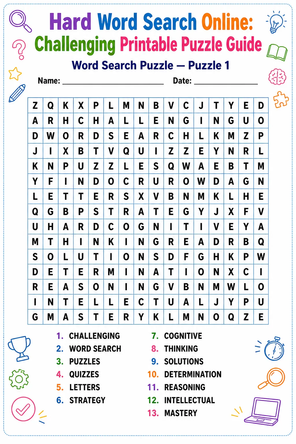 Hard Word Search Online: Challenging Printable Puzzle Guide