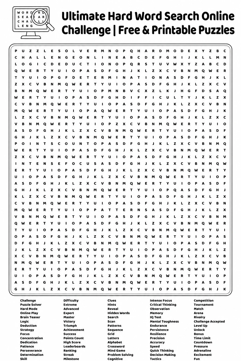 Ultimate Hard Word Search Online Challenge | Free & Printable Puzzles