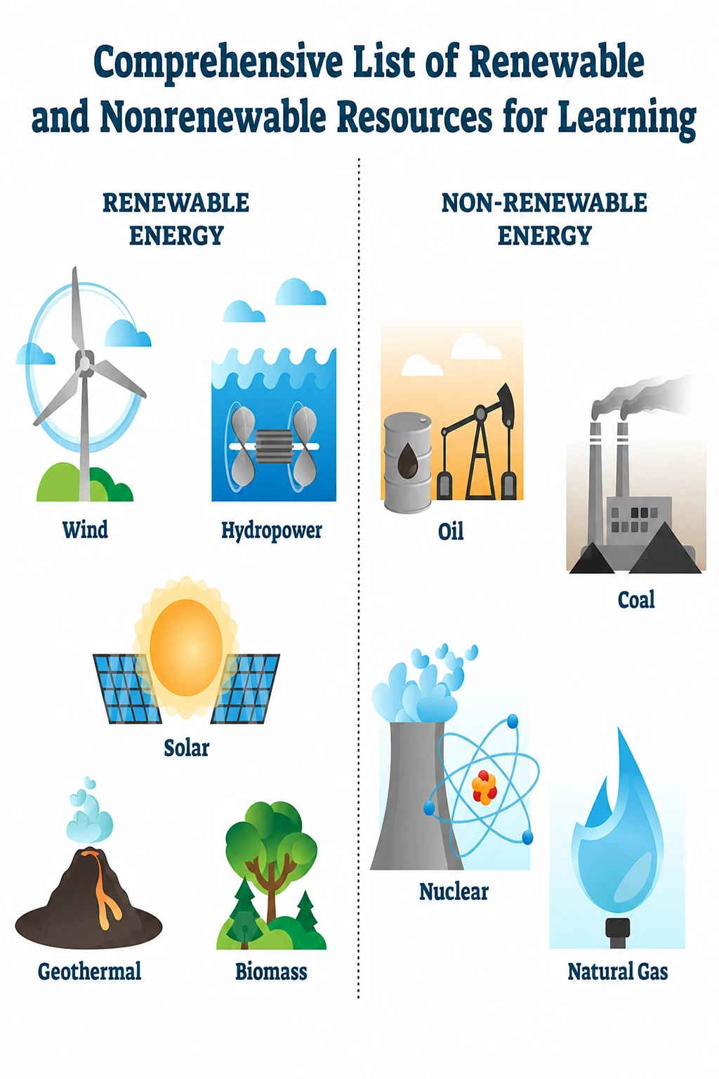 Comprehensive List of Renewable and Nonrenewable Resources for Learning