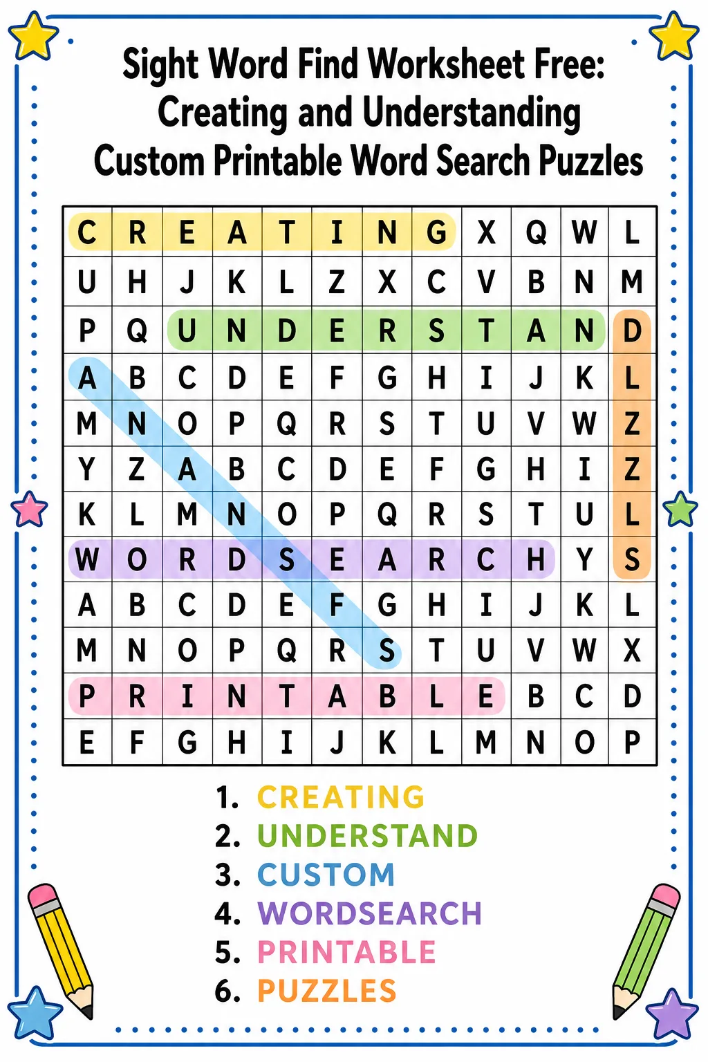 Sight Word Find Worksheet Free: Creating and Understanding Custom Printable Word Search Puzzles