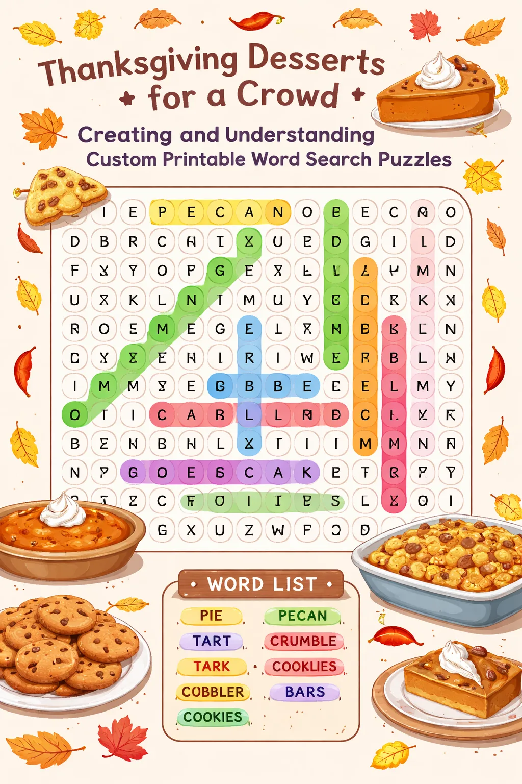 Thanksgiving Desserts for a Crowd: Creating and Understanding Custom Printable Word Search Puzzles