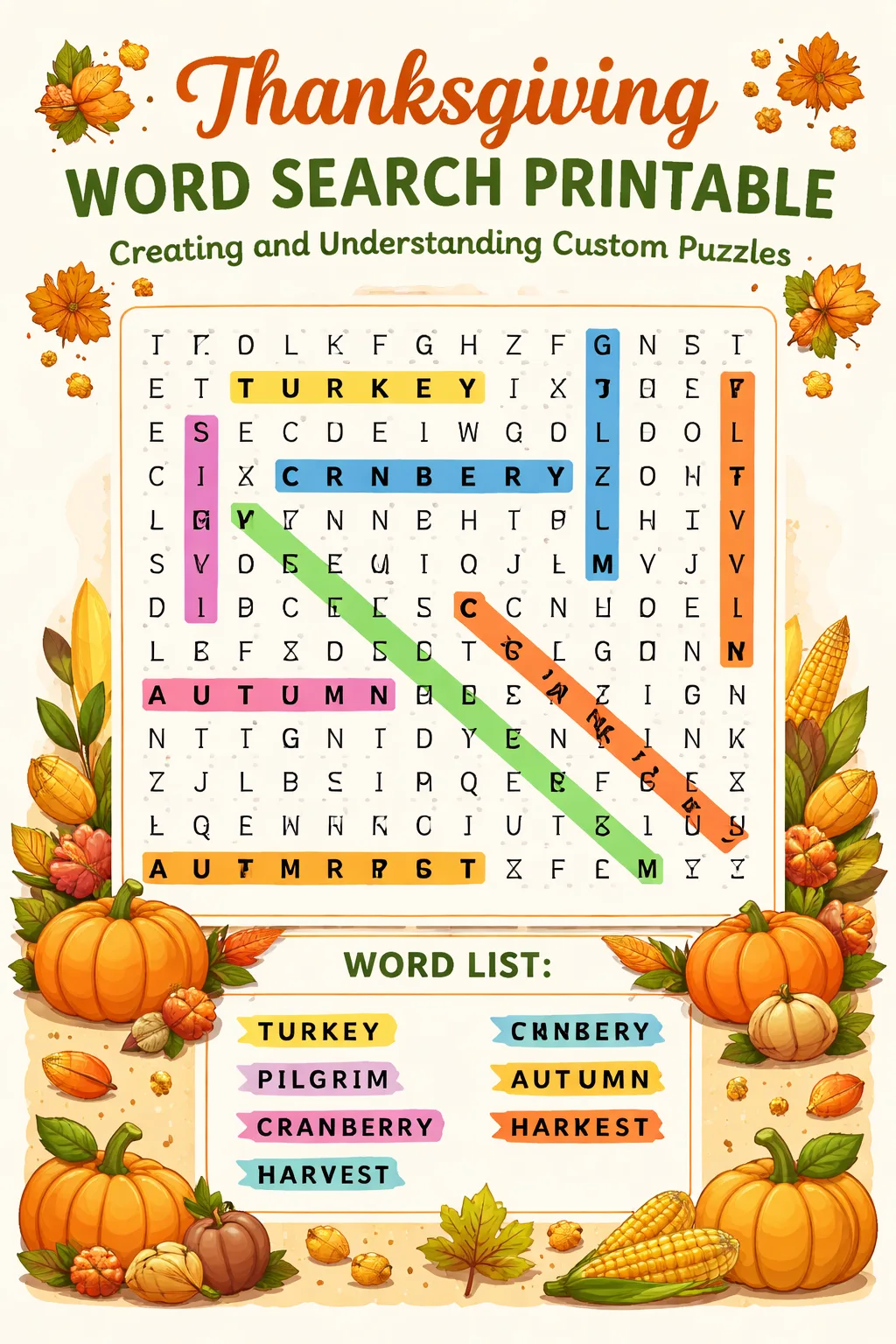 Thanksgiving Word Search Printable: Creating and Understanding Custom Puzzles