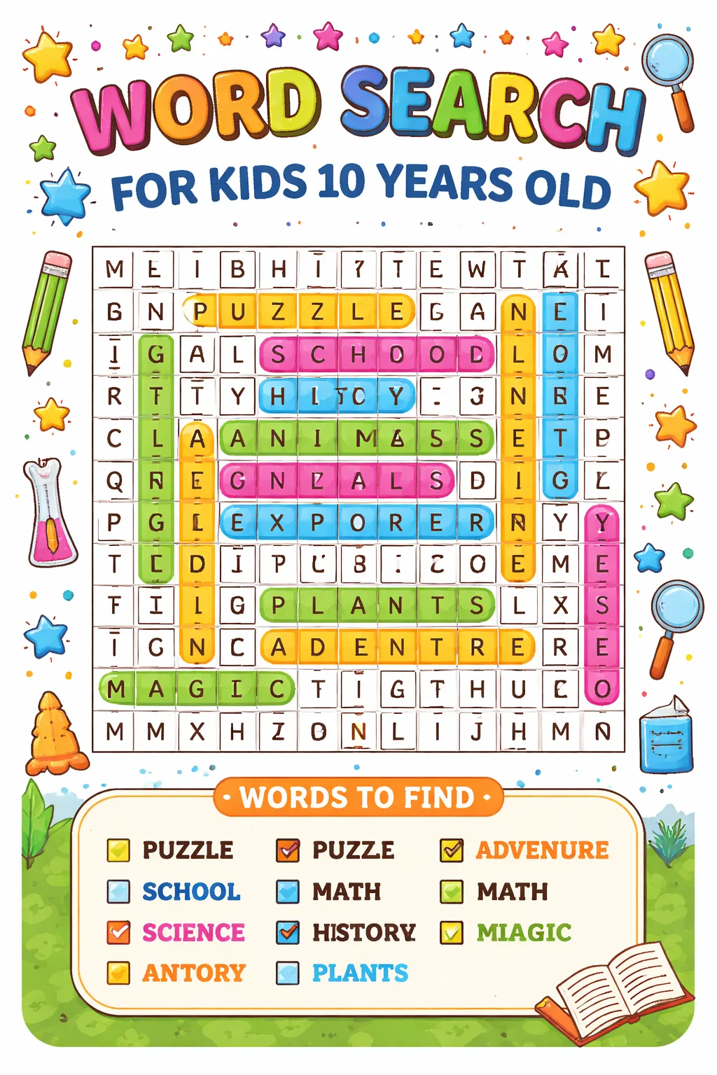 Word Search for Kids 10 Years Old