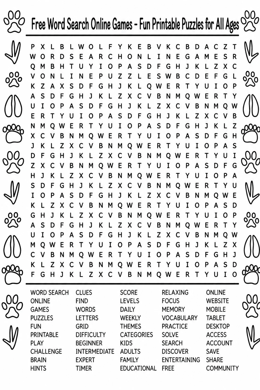 Free Word Search Online Games - Fun Printable Puzzles for All Ages