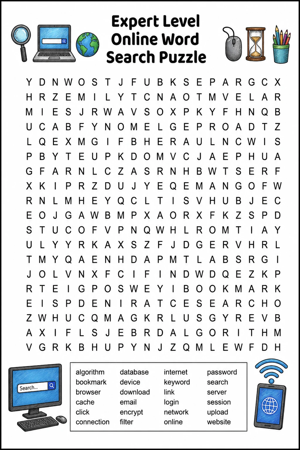 Expert Level Online Word Search Puzzle