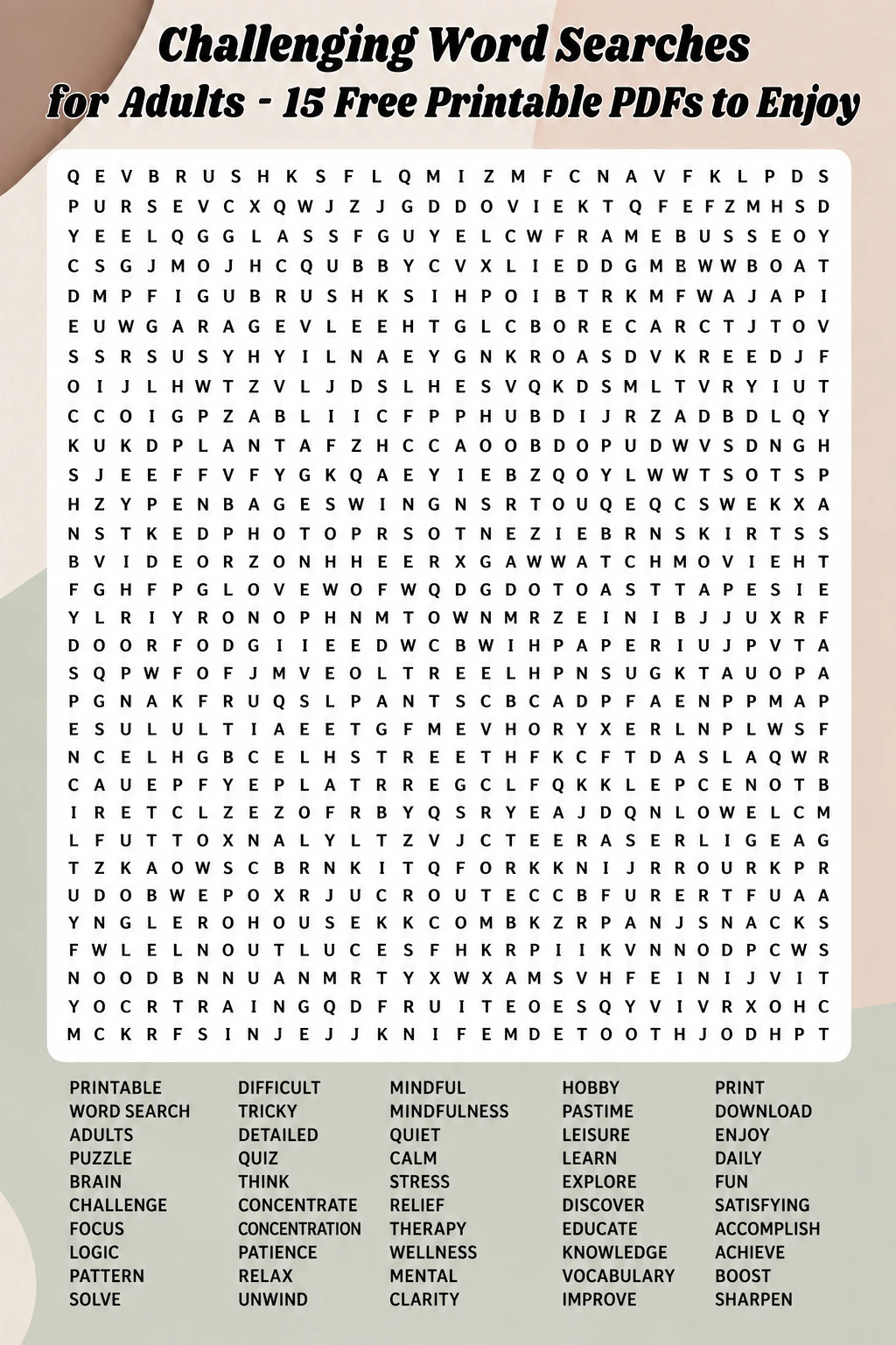 Challenging Word Searches for Adults - 15 Free Printable PDFs to Enjoy