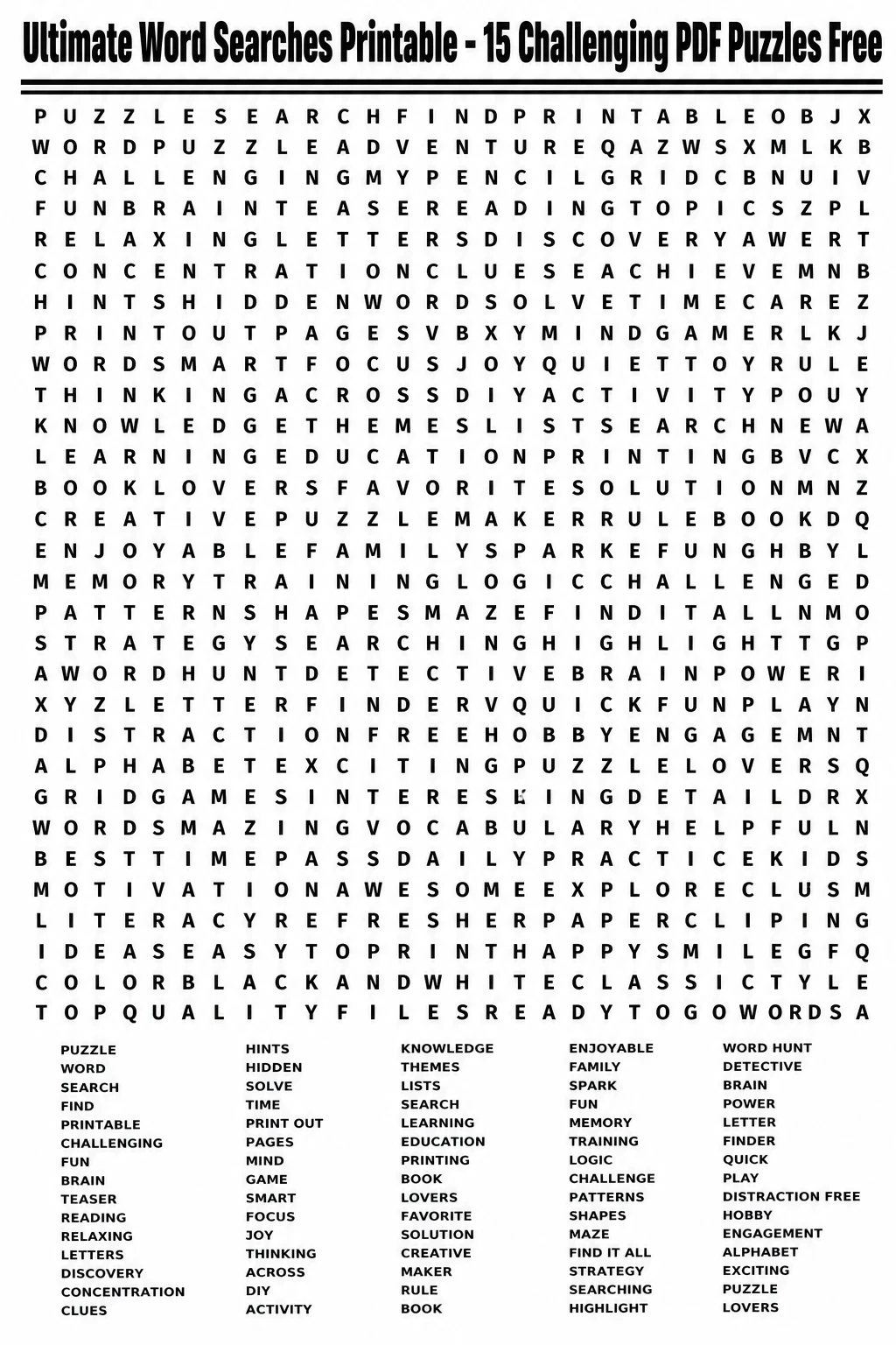 Ultimate Word Searches Printable - 15 Challenging PDF Puzzles Free