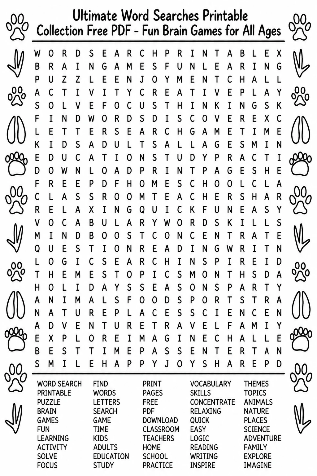 Ultimate Word Searches Printable Collection Free PDF - Fun Brain Games for All Ages