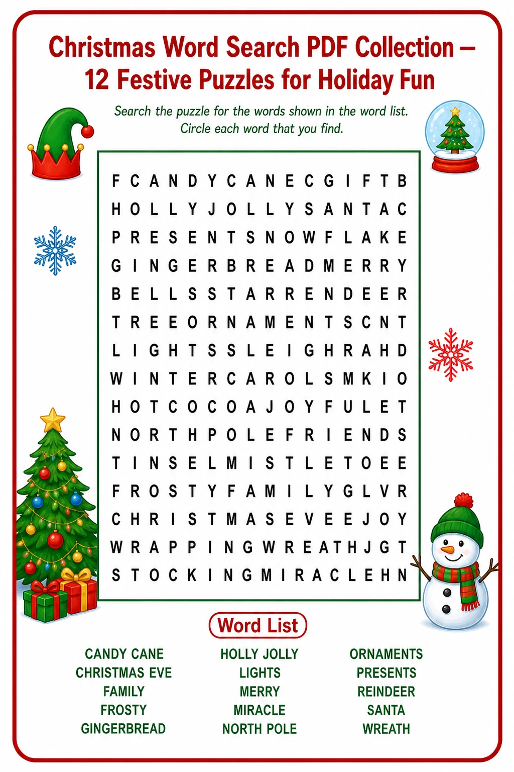 Christmas Word Search PDF Collection — 12 Festive Puzzles for Holiday Fun