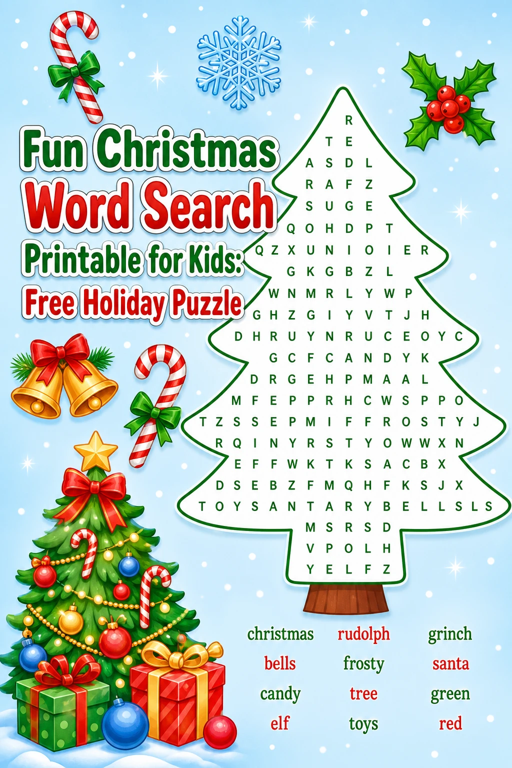 Fun Christmas Word Search Printable for Kids: Free Holiday Puzzle