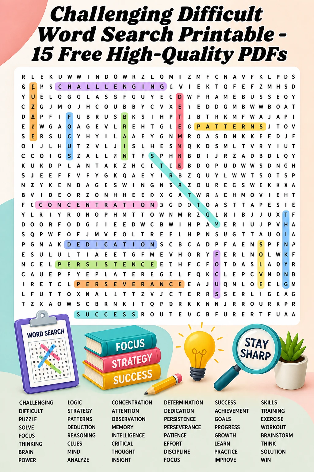 Challenging Difficult Word Search Printable - 15 Free High-Quality PDFs