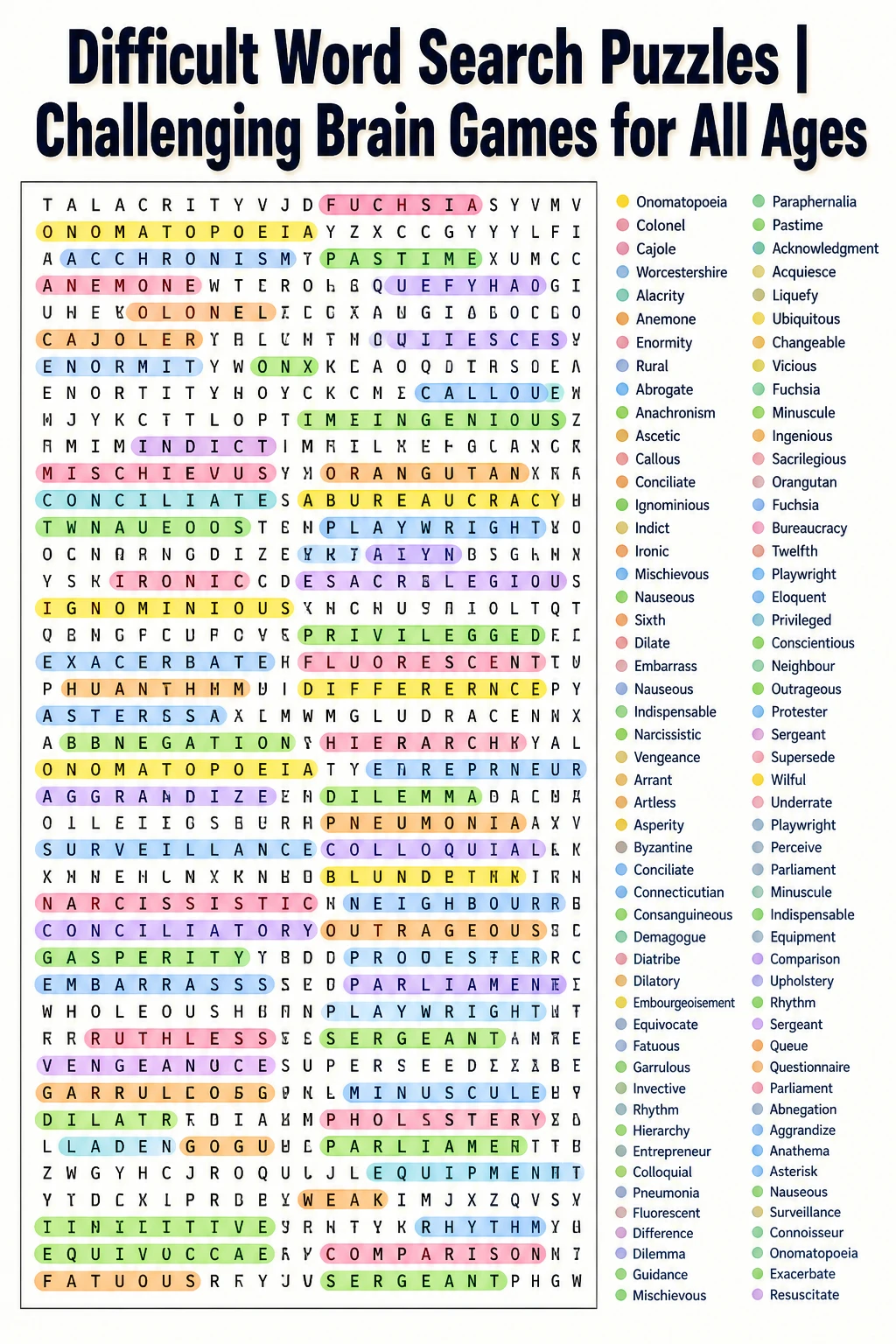 Difficult Word Search Puzzles | Challenging Brain Games for All Ages