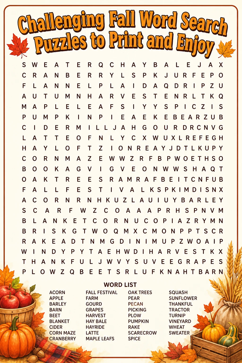 Challenging Fall Word Search Puzzles to Print and Enjoy