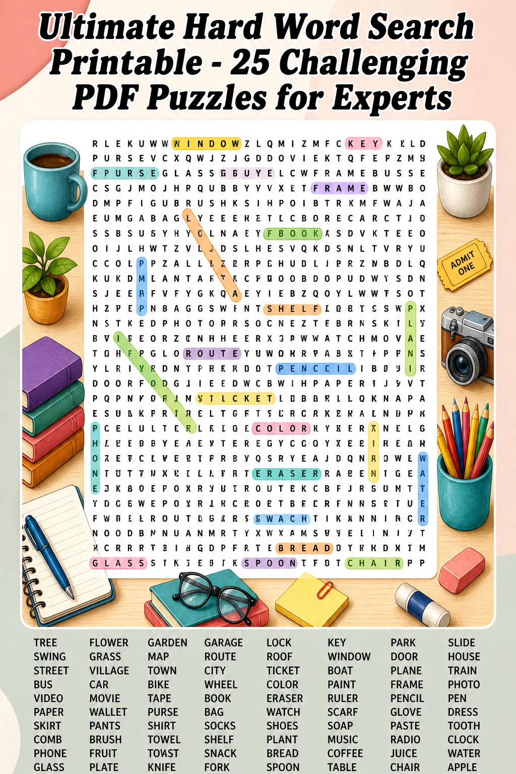 Ultimate Hard Word Search Printable - 25 Challenging PDF Puzzles for Experts