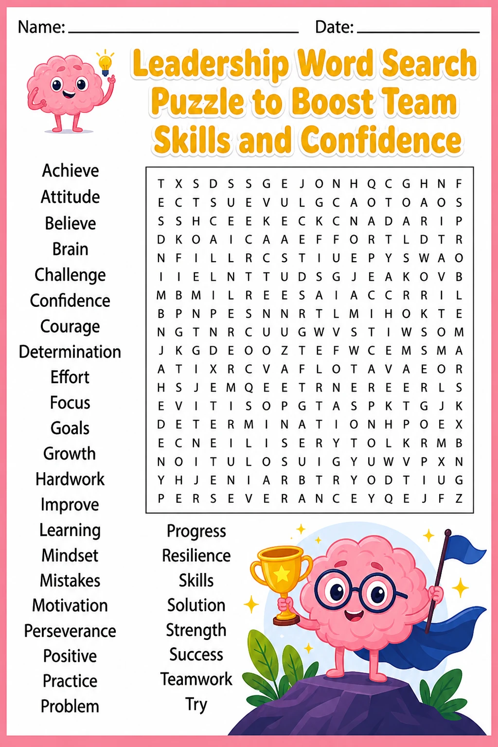 Leadership Word Search Puzzle to Boost Team Skills and Confidence