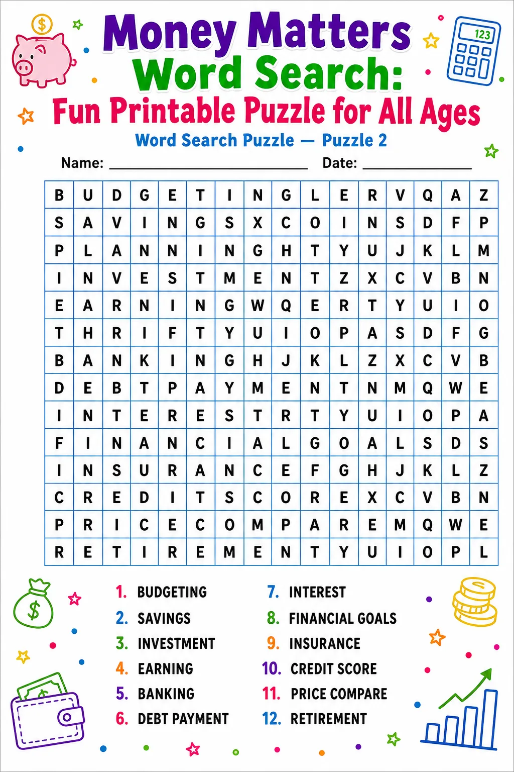 Money Matters Word Search: Fun Printable Puzzle for All Ages