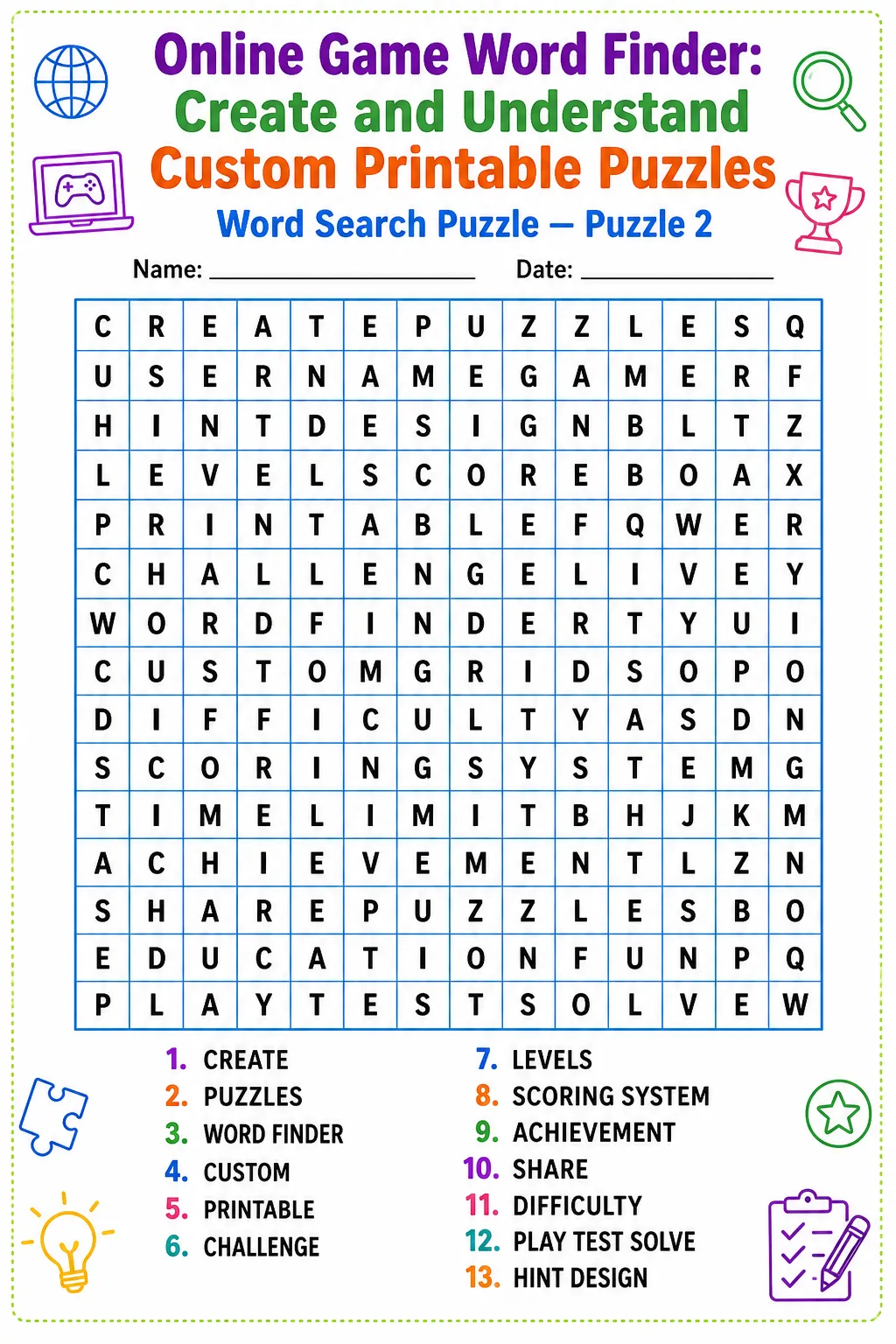 Online Game Word Finder: Create and Understand Custom Printable Puzzles