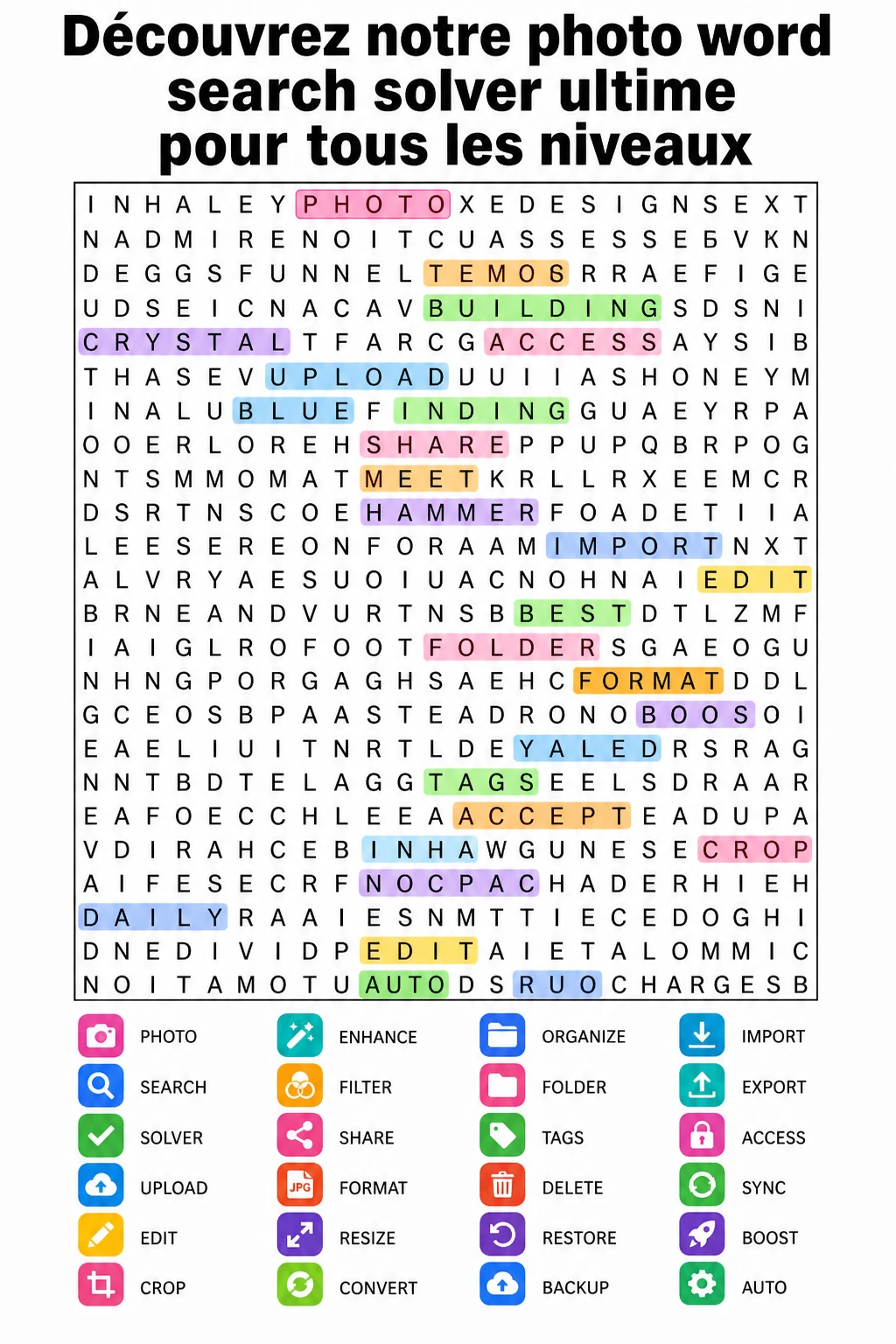 Découvrez notre photo word search solver ultime pour tous les niveaux
