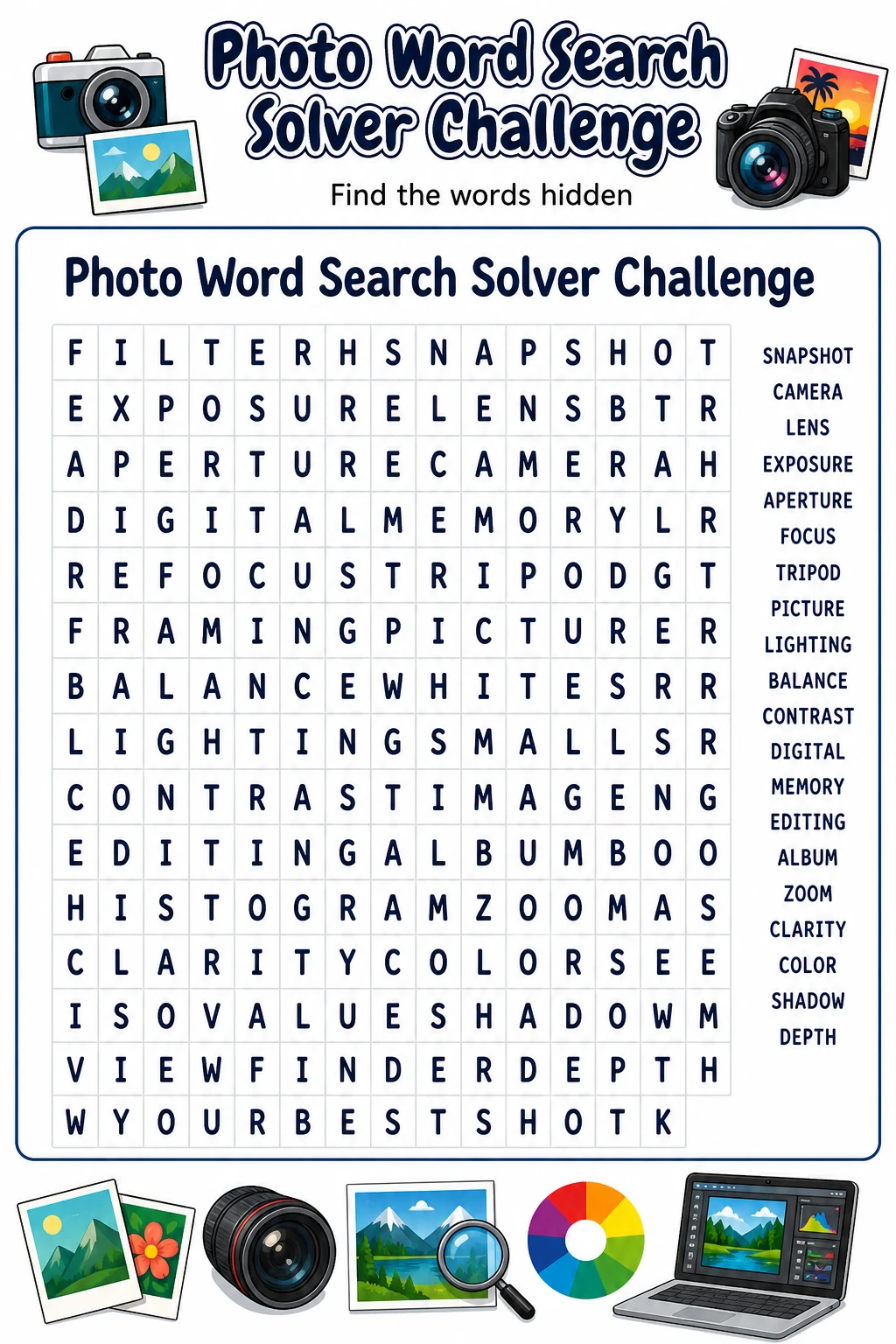 Photo Word Search Solver Challenge