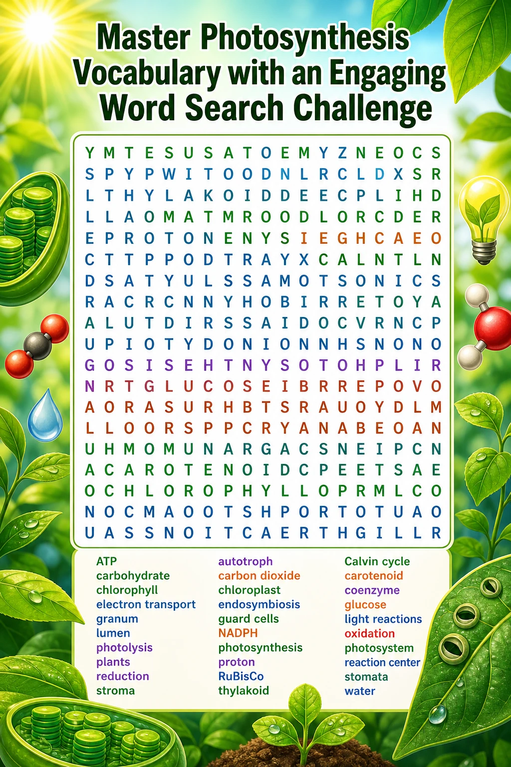Master Photosynthesis Vocabulary with an Engaging Word Search Challenge