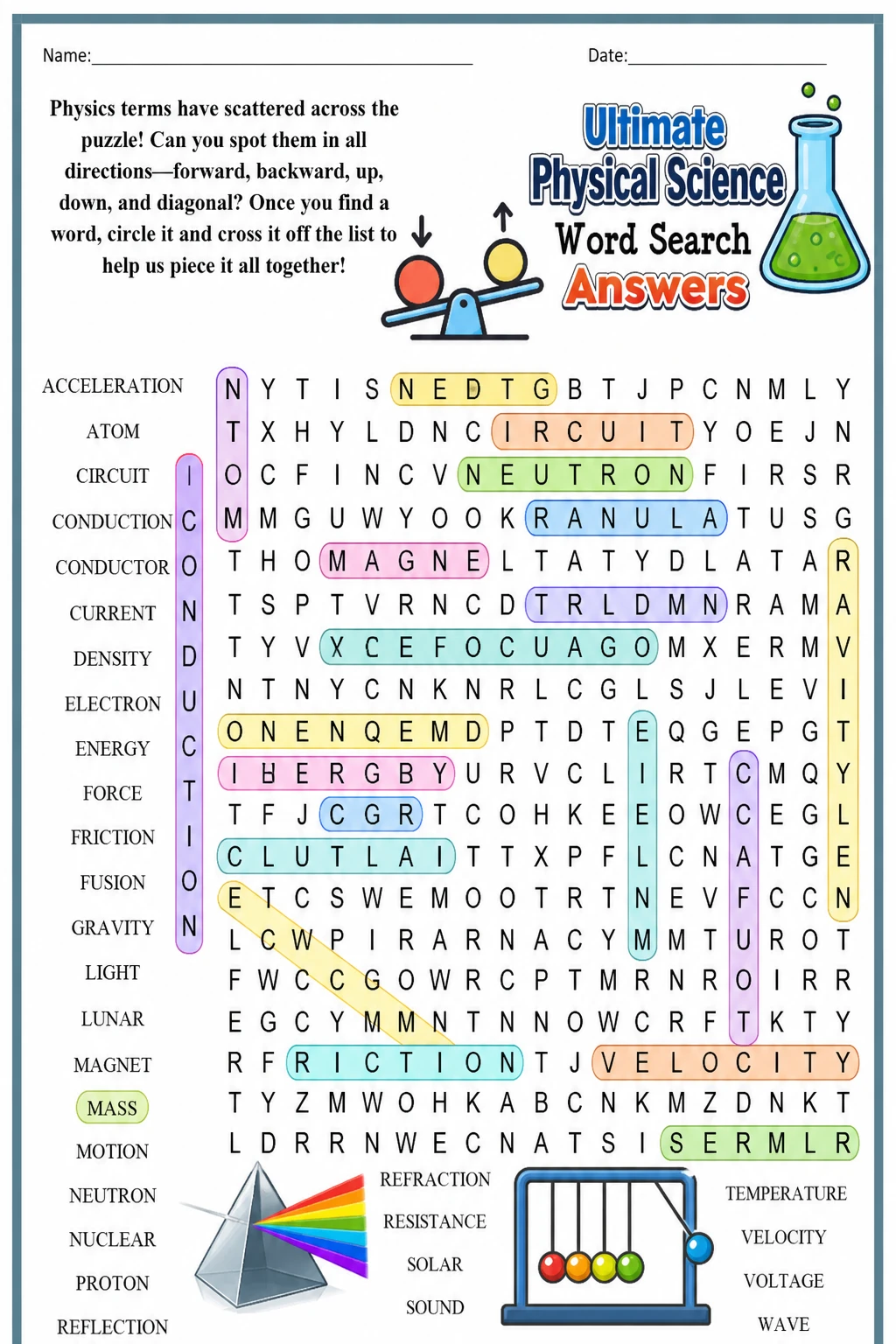 Ultimate Physical Science Word Search Answers