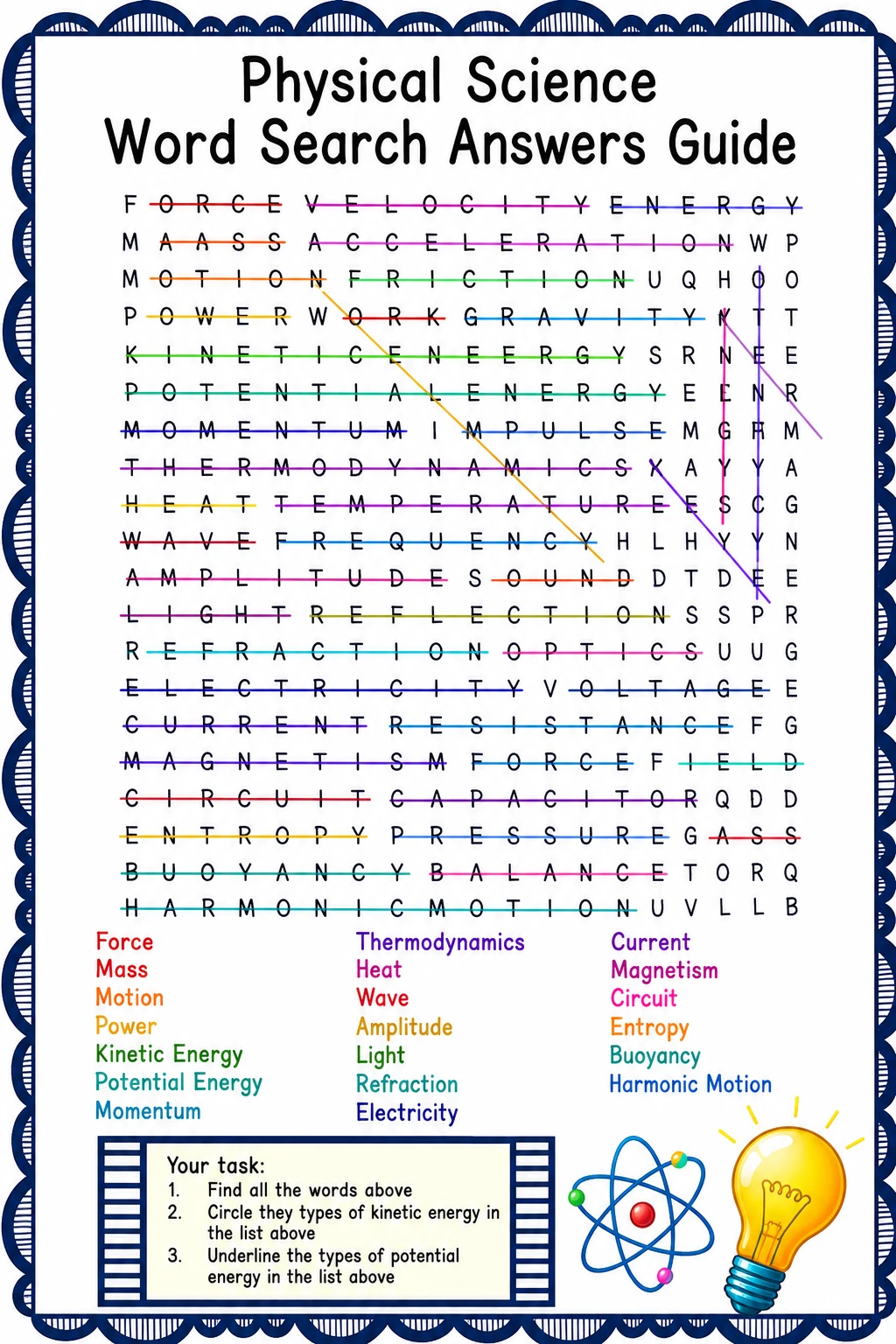 Physical Science Word Search Answers Guide