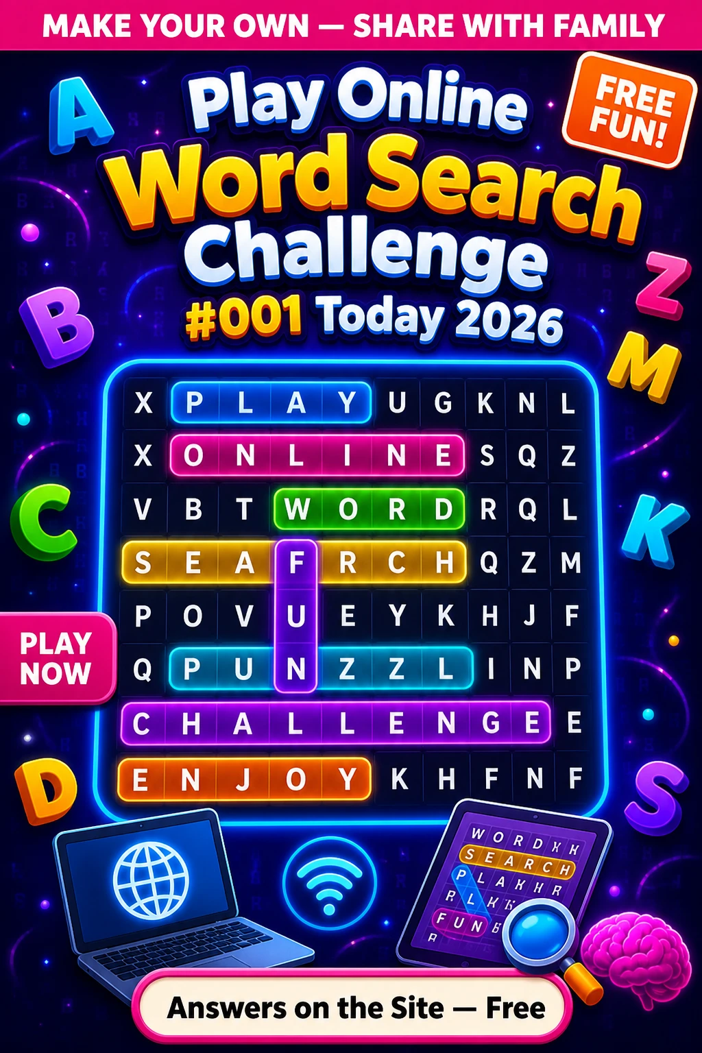 Play Online Word Search Challenge #001 Today 2026
