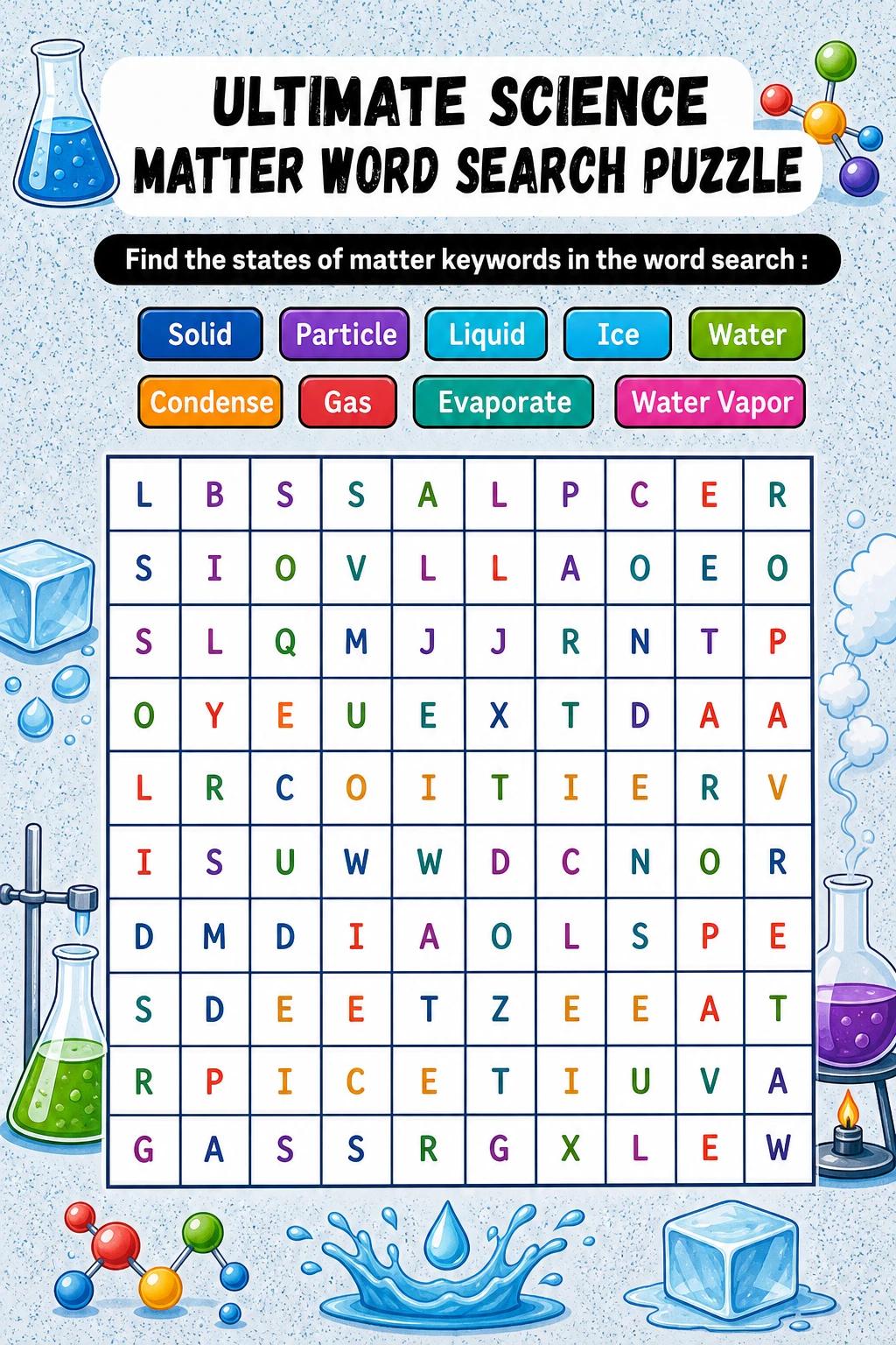 Ultimate Science Matter Word Search Puzzle