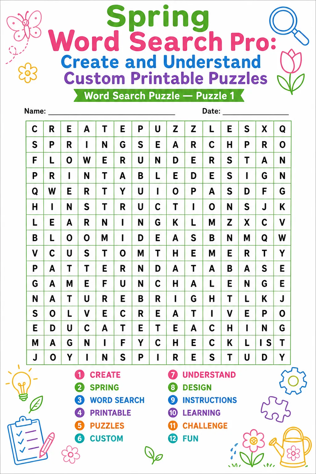 Spring Word Search Pro: Create and Understand Custom Printable Puzzles