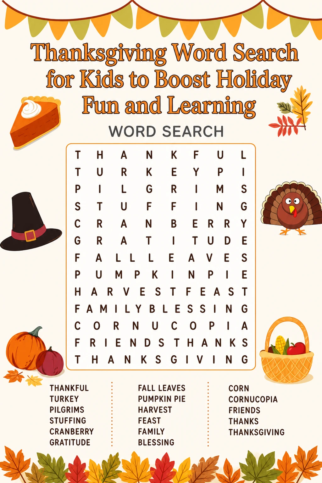 Thanksgiving Word Search for Kids to Boost Holiday Fun and Learning