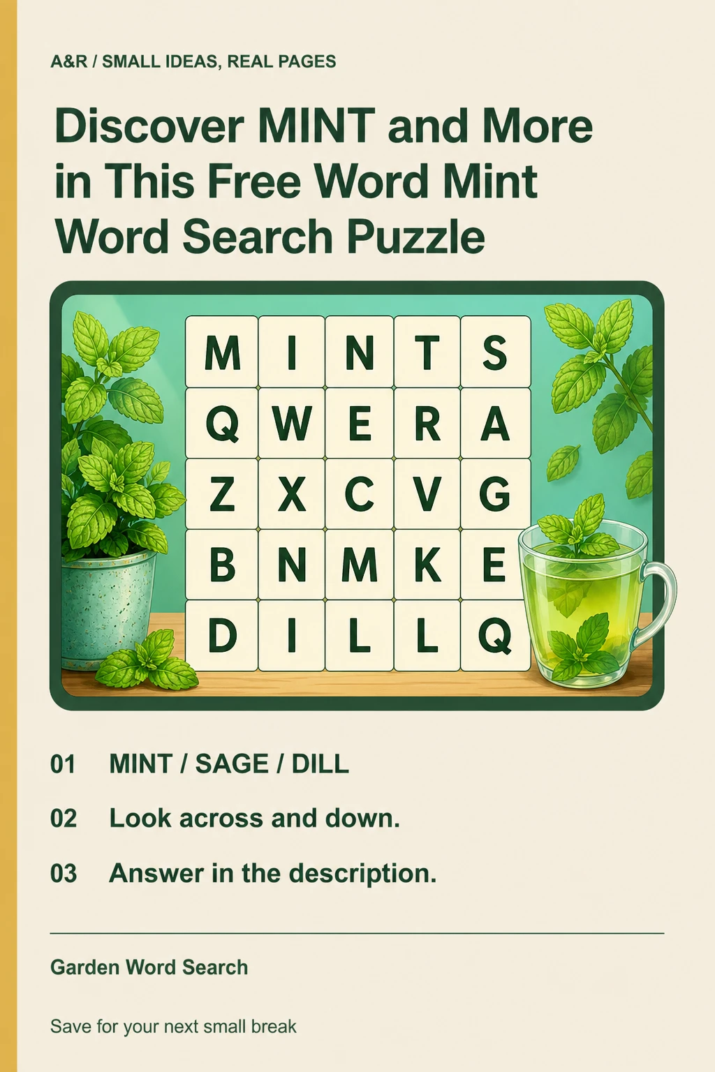 Discover MINT and More in This Free Word Mint Word Search Puzzle