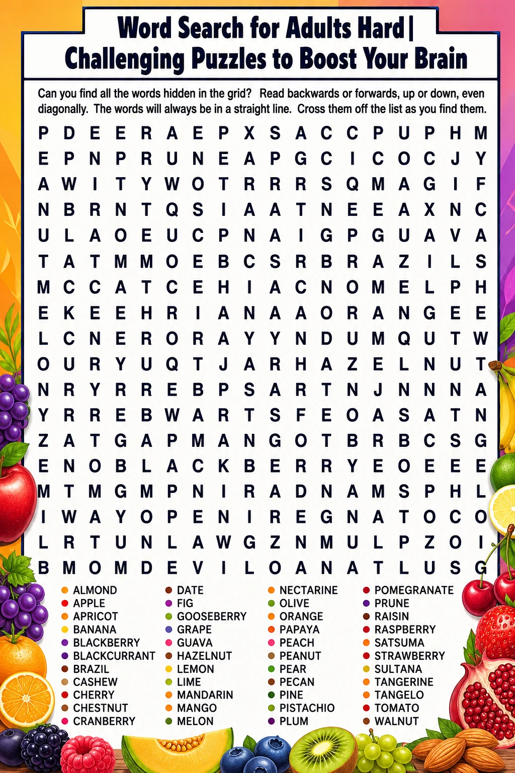 Word Search for Adults Hard | Challenging Puzzles to Boost Your Brain
