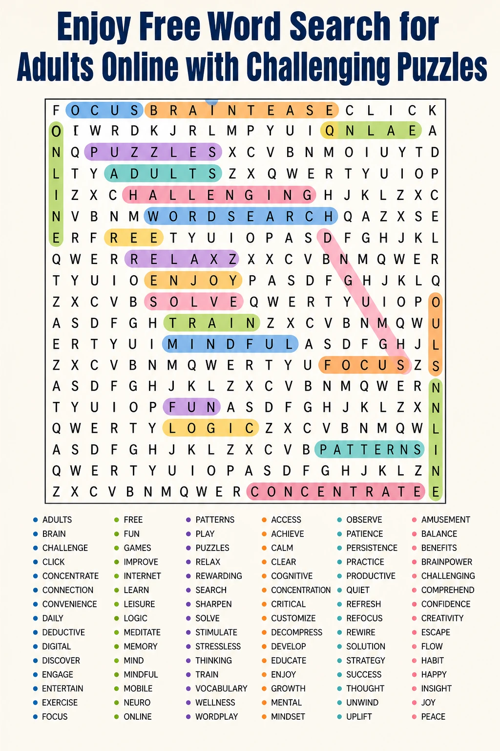 Enjoy Free Word Search for Adults Online with Challenging Puzzles